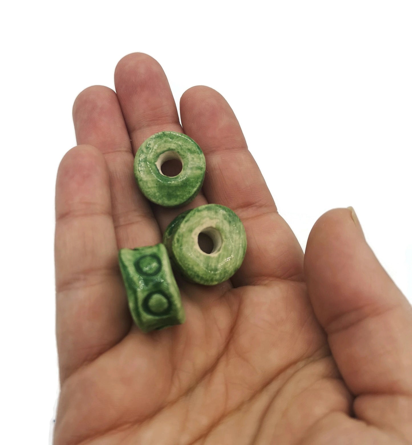 LARGE HOLE BEADS For Jewelry Making, Set Of 3 Clay Long Tube Beads For Macrame Or Dreadlock - Ceramica Ana Rafael