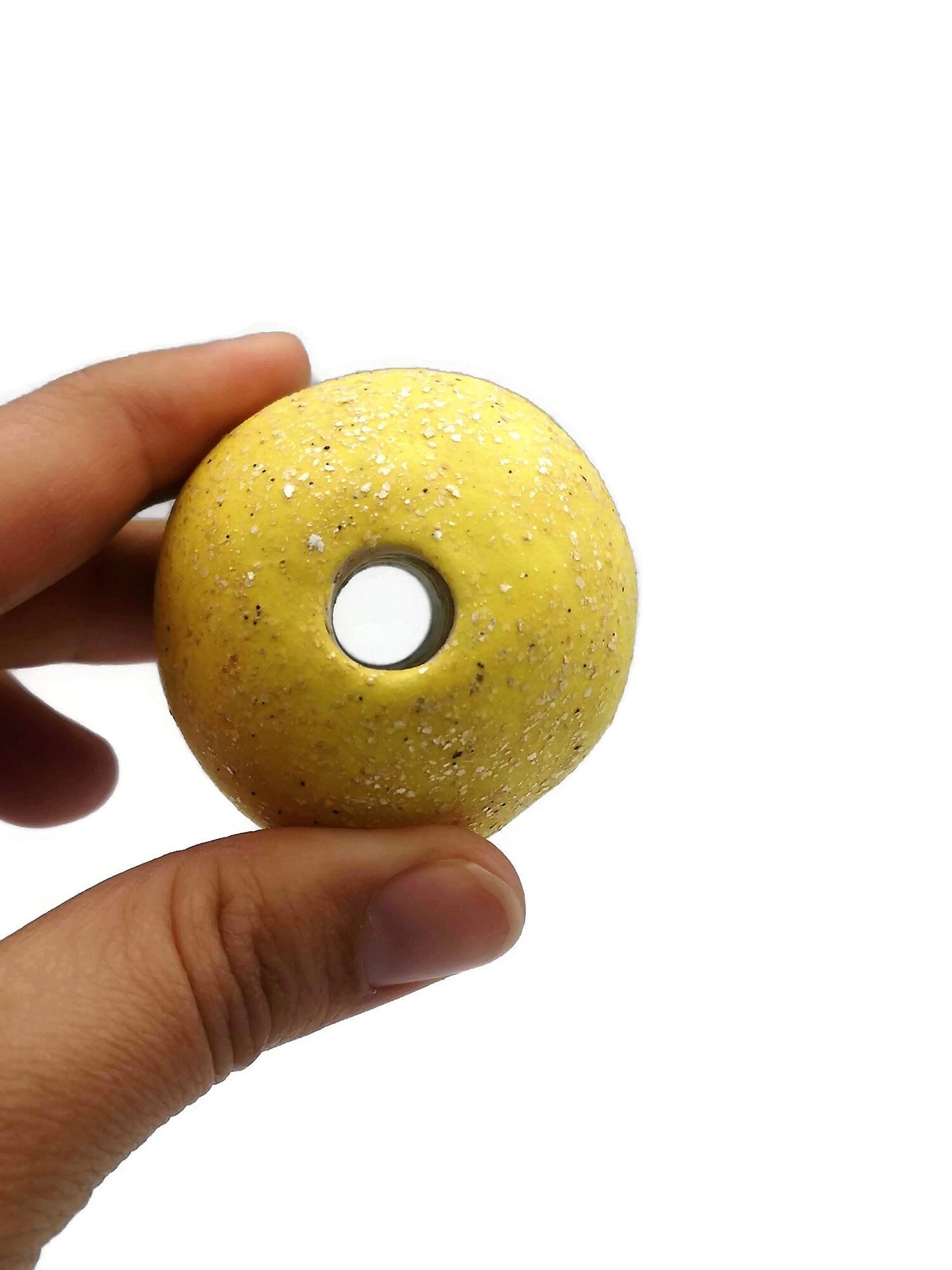 1Pc 40mm Extra Large Handmade Ceramic Macrame Beads, 10mm Large Hole Clay Beads, Unique Chunky Jewelry Making Supplies, Focal Point Beads - Ceramica Ana Rafael