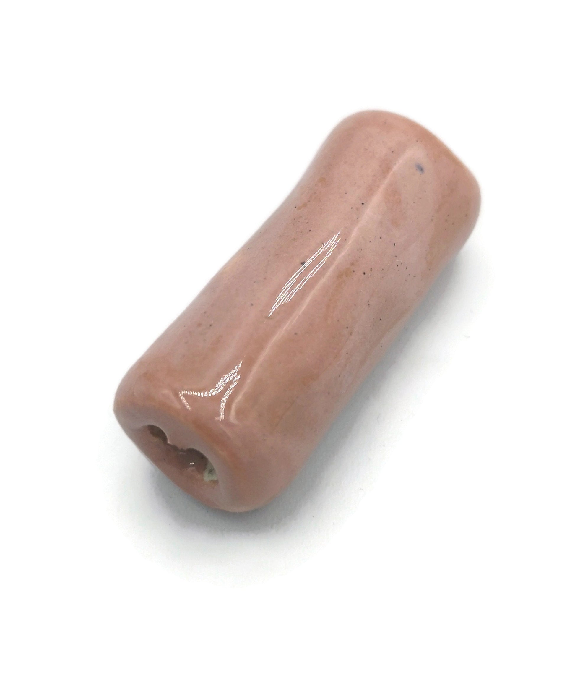 4Pc Handmade Ceramic Beads, Large Hole Macrame Beads, Clay Beads, Unique Decorative Beads Elongated, Jewelry Making Tube Beads Long - Ceramica Ana Rafael