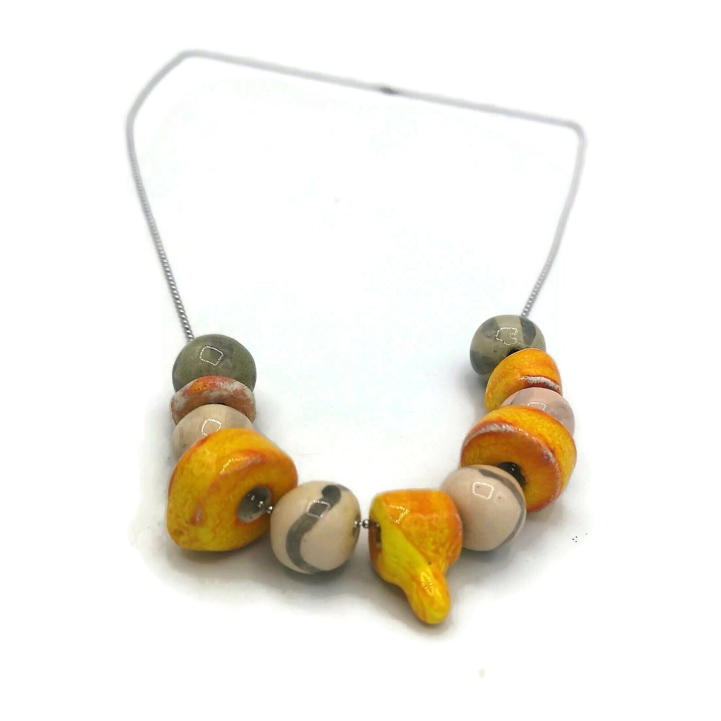 Colorful Beaded Necklace, Statement Aestethic Necklace, Mothers Day Gift From Daughter, Best Gifts For Her, 9th Aniversary Gift For Wife - Ceramica Ana Rafael