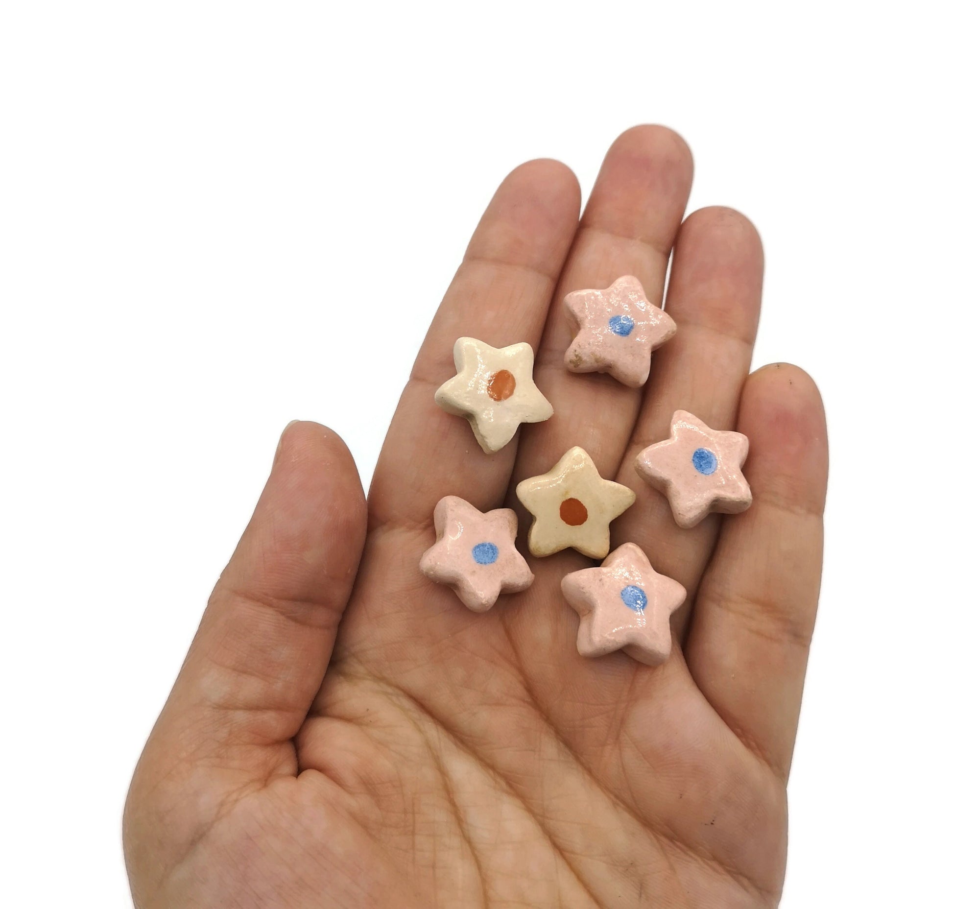 CUTE CABOCHONS, CERAMIC Jewelry Making Set of 6 Assorted 20mm Flatback Cabochon, Clay Beads Without Hole, Unique Gift For Mom - Ceramica Ana Rafael