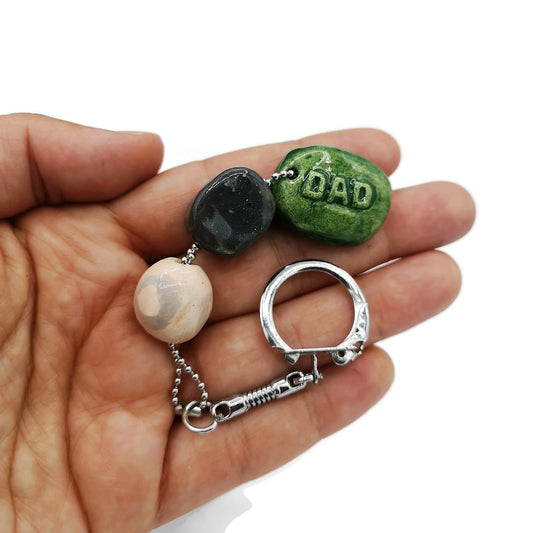 COOL DAD KEYCHAIN, Clay Keychain For Men Customizable, Ceramic Charm Keyring Beaded Accessories Gift For Daddy - Ceramica Ana Rafael