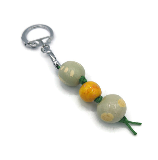 Handmade Ceramic Beaded Keychain For Women, Green And Yellow Unique Accessories For Her, Stocking Stuffers Ideas For Adults, Best Sellers - Ceramica Ana Rafael