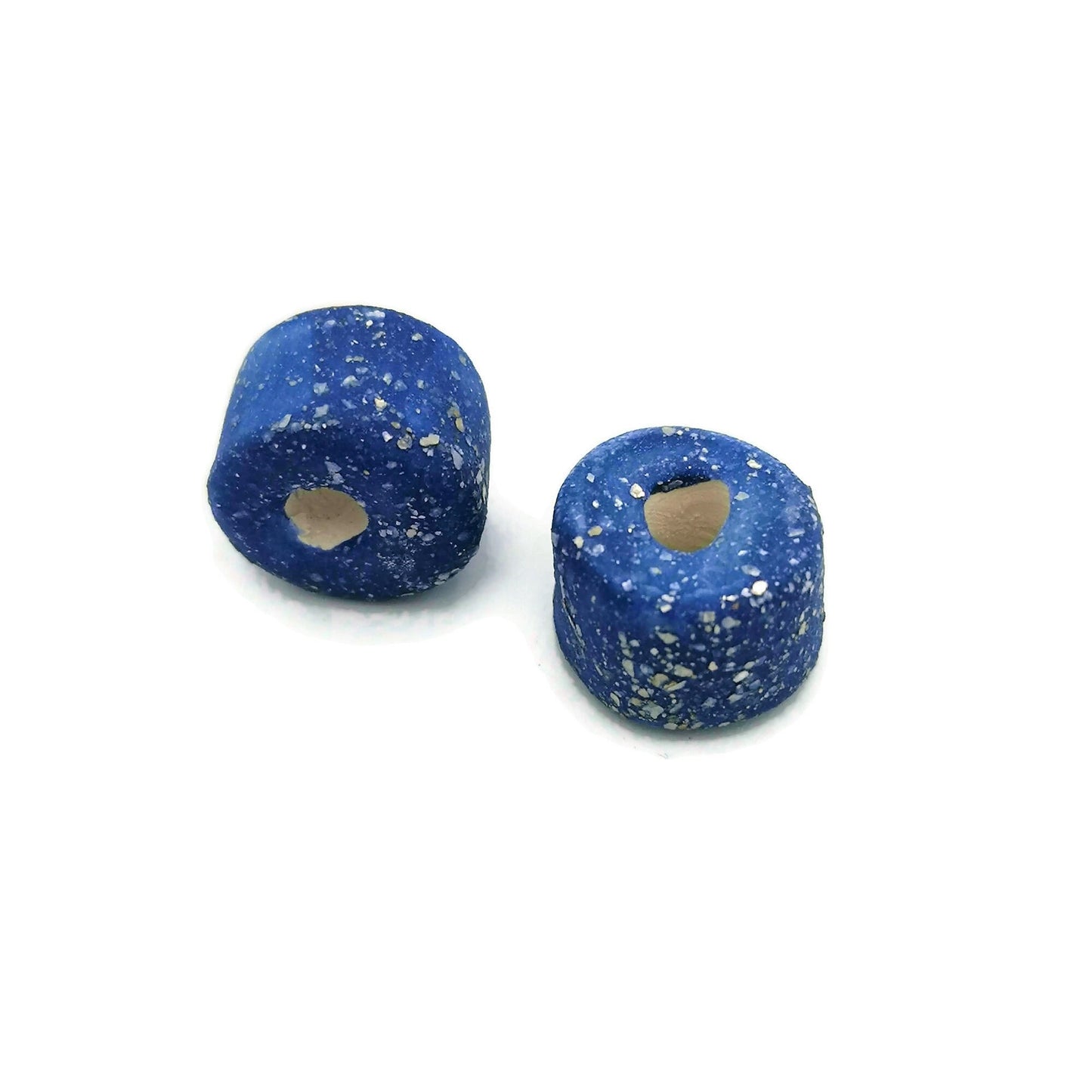 Handmade Ceramic Beads Jewelry Making, 4 Pcs Clay Beads Large Hole, Unique Donut Bead Unusual, Porcelain Dreadlock Beads - Ceramica Ana Rafael