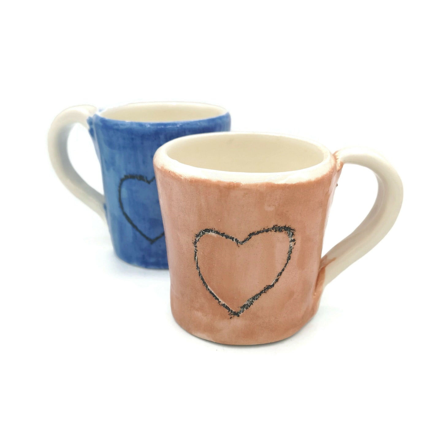 Coffee Mug Set Of 2 Heart Mug, Handmade Ceramic Mug Best Friend Gift, 9 Years Anniversary Gifts For Couple, Pottery Mug - Ceramica Ana Rafael