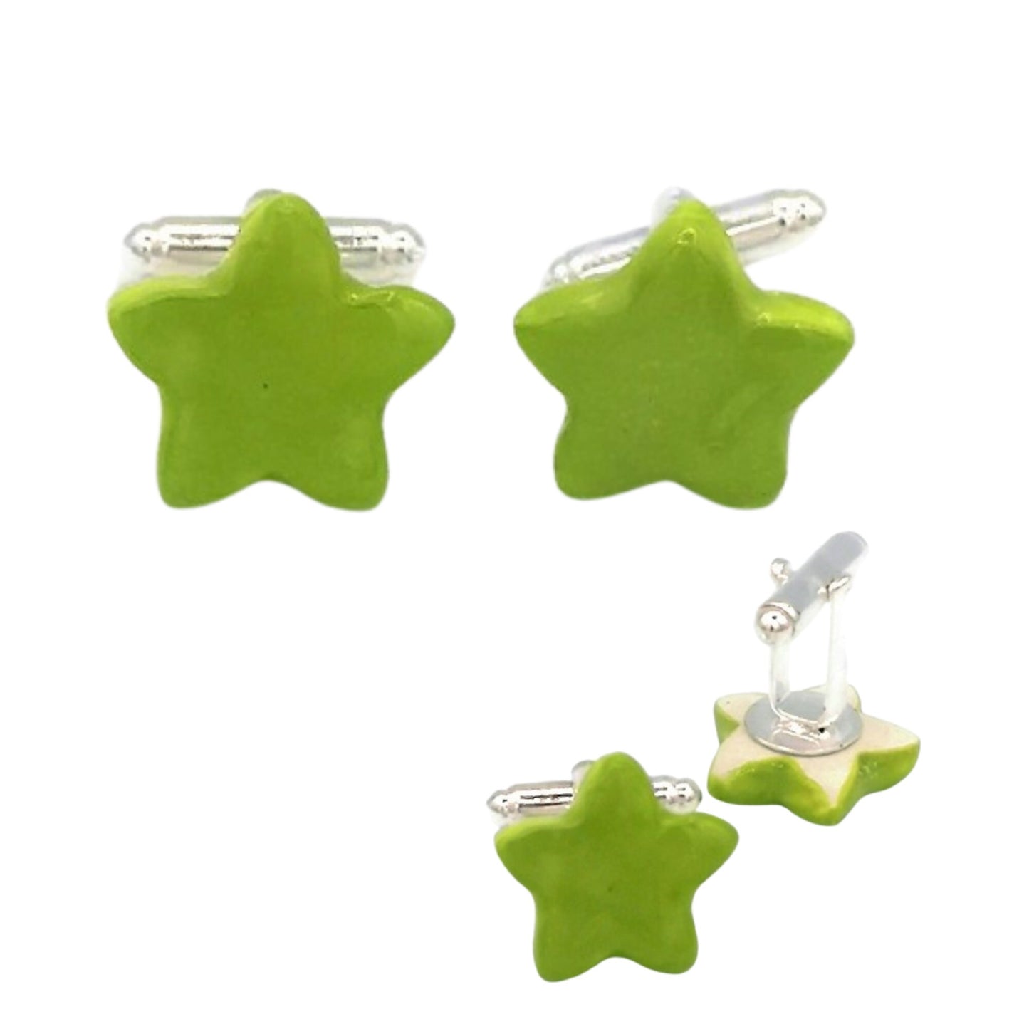 Star Cufflinks For Men, 9th Wedding Anniversary Gift For Husband, Celestial Fathers Day Gift From Daughter, Cute Boyfriend Gift - Ceramica Ana Rafael