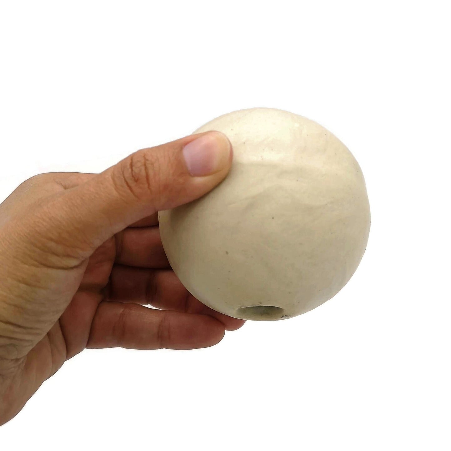 LARGE CERAMIC BEADS, Giant Macrame Beads, Round Ball Ornaments 70mm diameter, Large Hole Beads Handmade - Ceramica Ana Rafael