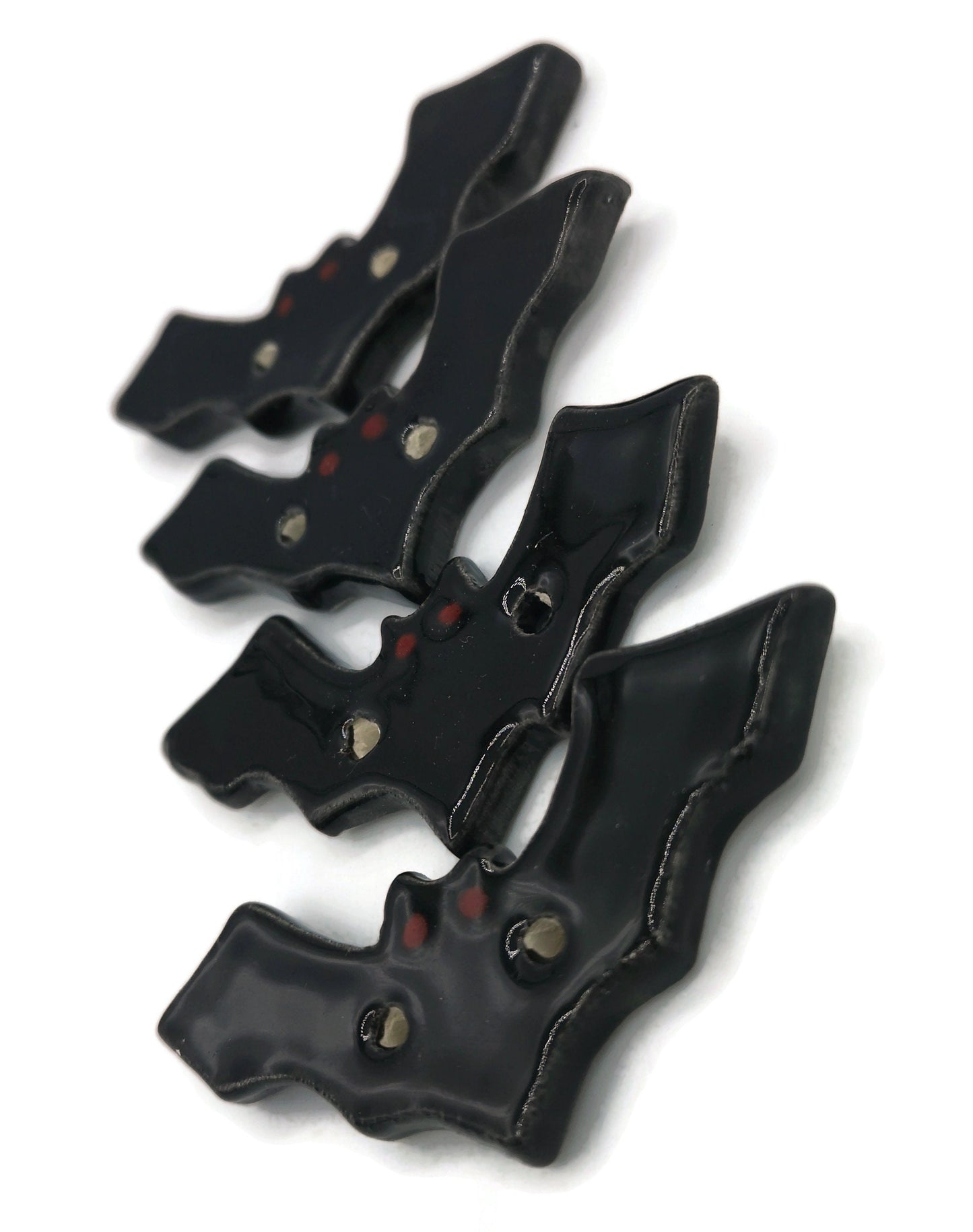 HALLOWEEN BUTTONS, NOVELTY Buttons, Set of 4 Bat Shaped Handmade Ceramic Clothing Finishes Sewing Buttons, Extra Large Clothing Accessories - Ceramica Ana Rafael