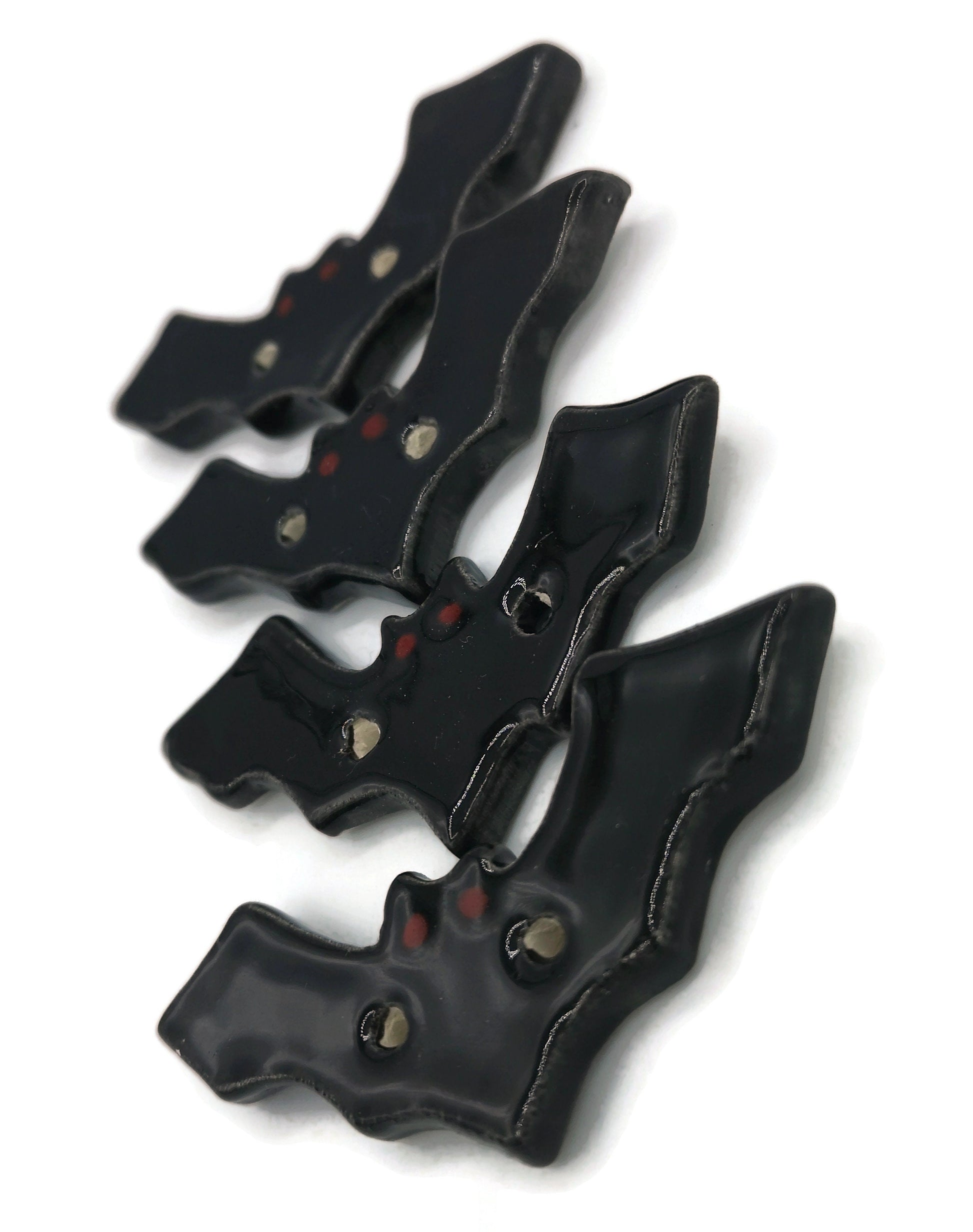 HALLOWEEN BUTTONS, NOVELTY Buttons, Set of 4 Bat Shaped Handmade Ceramic Clothing Finishes Sewing Buttons, Extra Large Clothing Accessories - Ceramica Ana Rafael