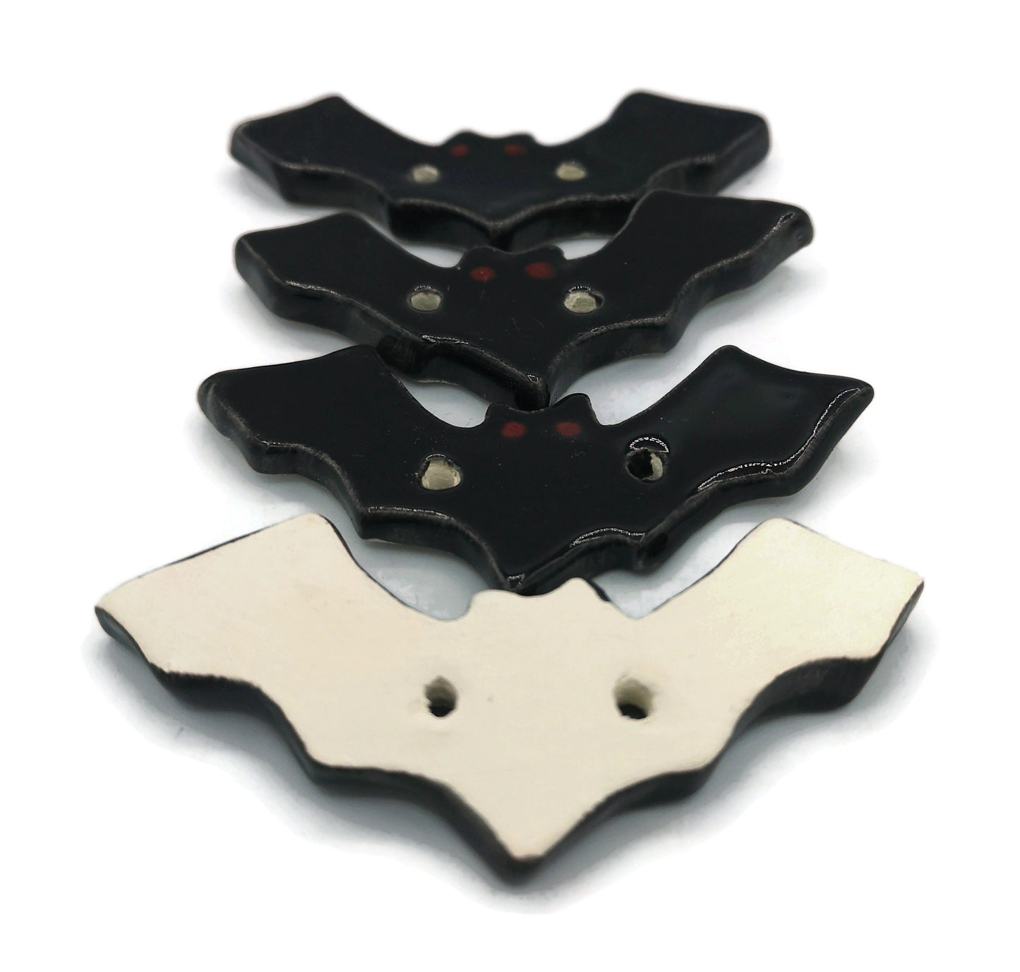 HALLOWEEN BUTTONS, NOVELTY Buttons, Set of 4 Bat Shaped Handmade Ceramic Clothing Finishes Sewing Buttons, Extra Large Clothing Accessories - Ceramica Ana Rafael