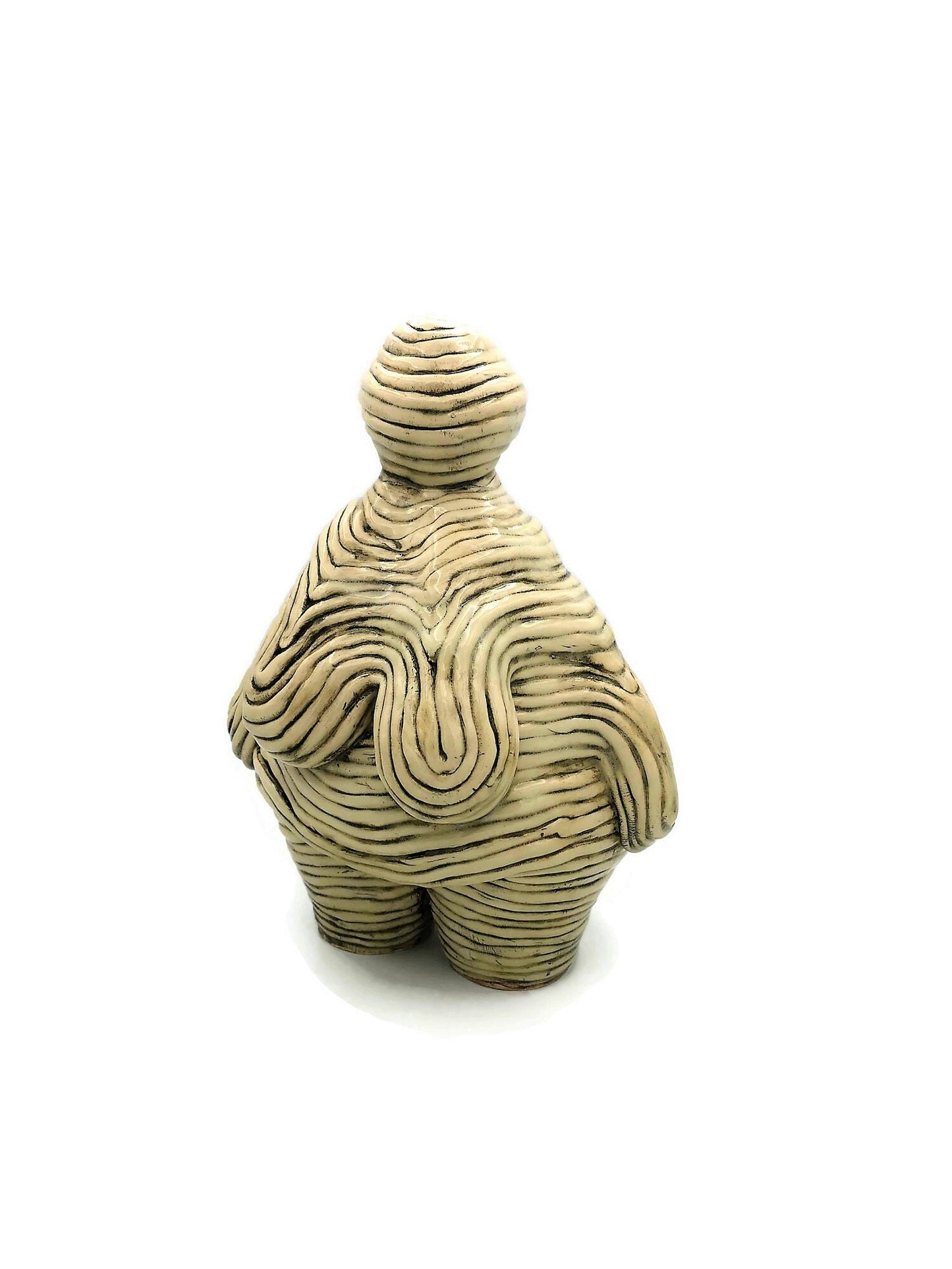 Handmade Stoneware Ceramic Goddess Statue, Mid Century Modern Female Sculpture Contemporary Art Textured Woman Large Floor Vase Wedding Gift - Ceramica Ana Rafael