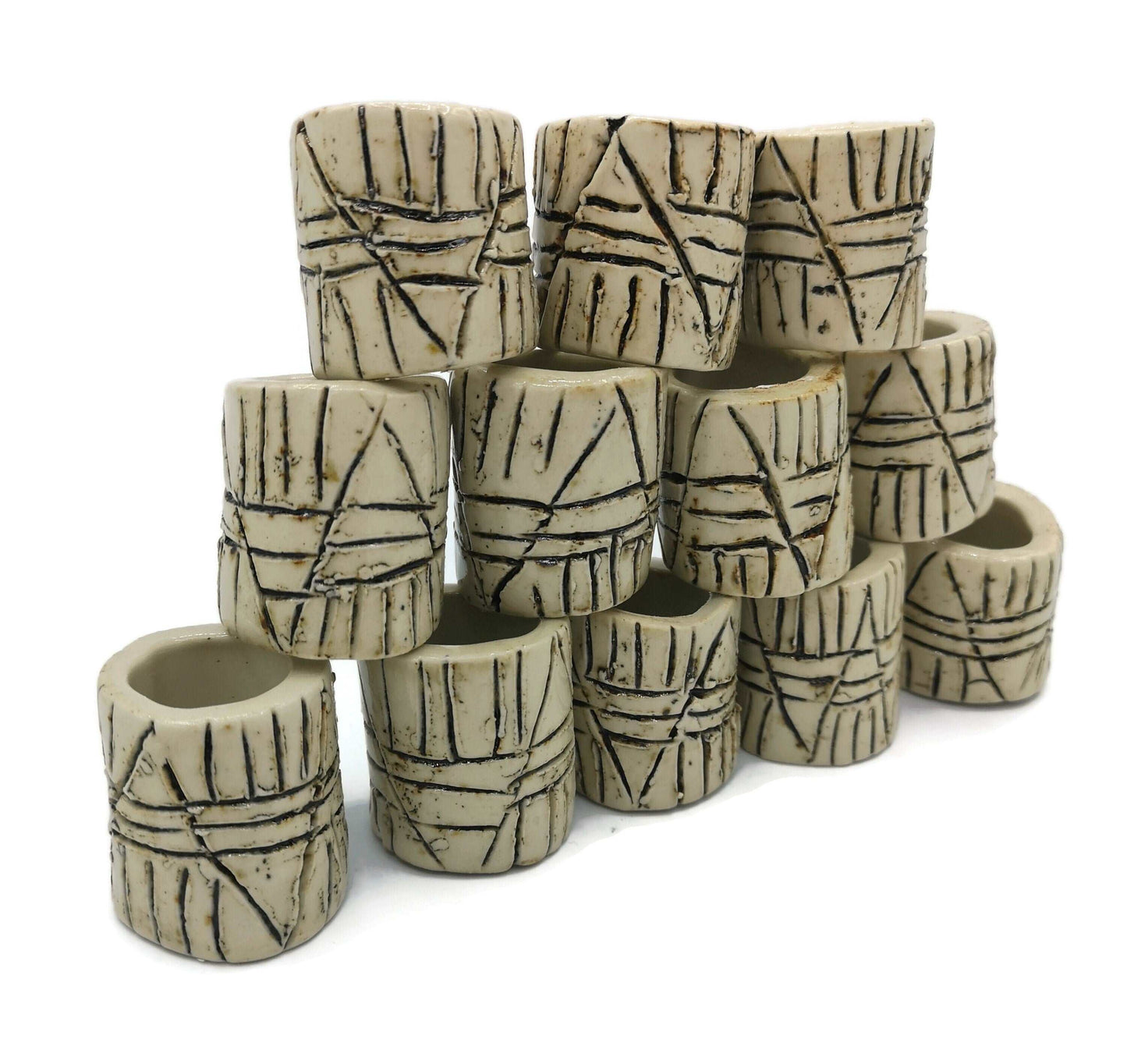 1Pc Macrame Beads Large Hole, Handmade Ceramic Tube Beads, Rustic Dread Beads for Men, Best Sellers Oversized Beads Trending Now