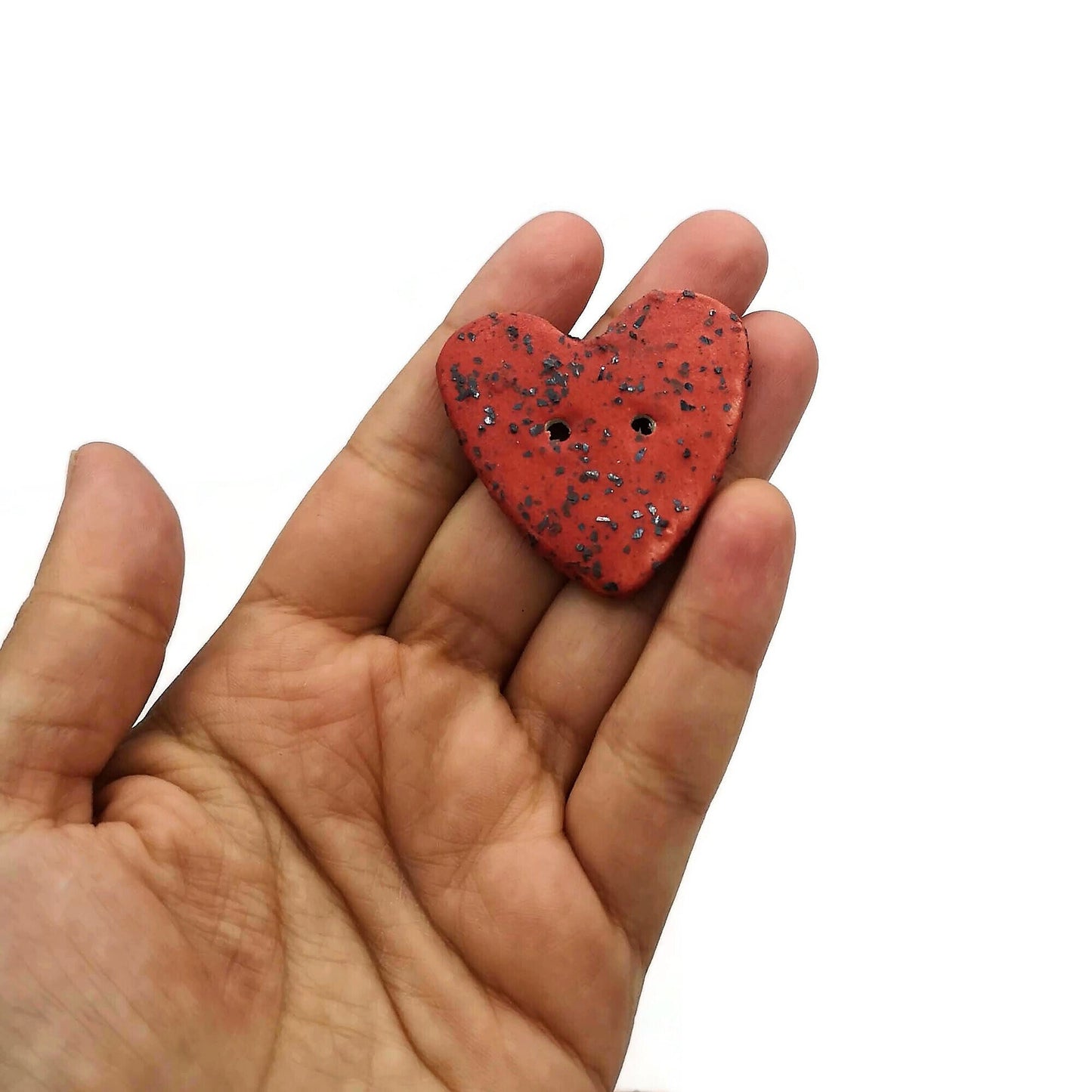HEART BUTTON, NOVELTY Theme Buttons For Crafts, Unique Valentines Day Decor, Cute Handmade Ceramic Heart Shaped Buttons - Ceramica Ana Rafael