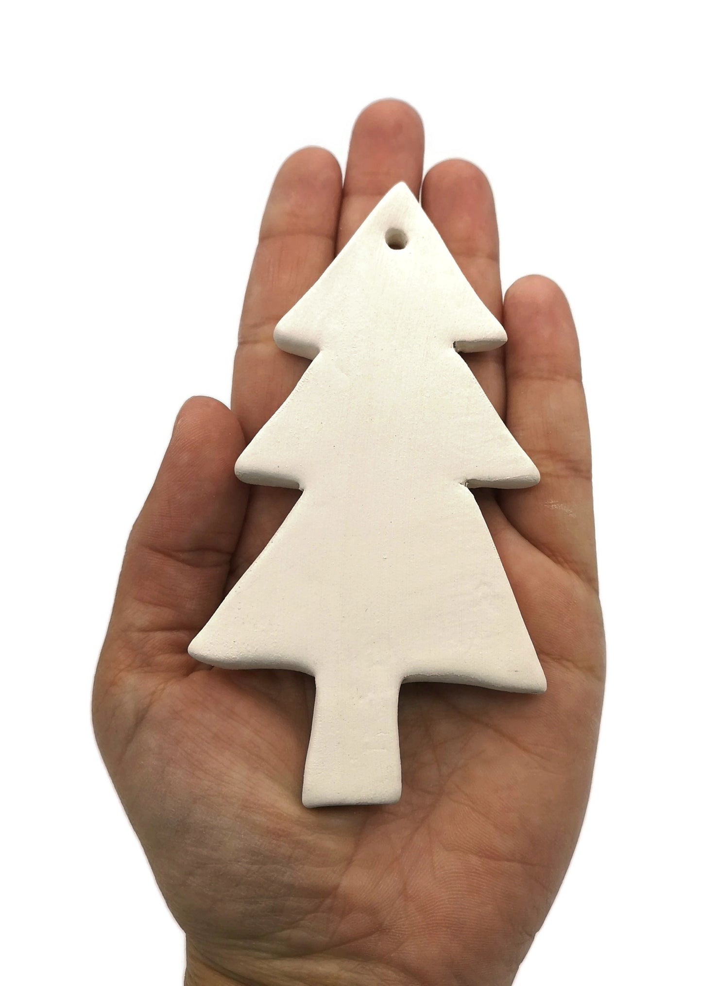 Set Of 2 DIY Ceramic Christmas Tree Ornaments Craft Kit, Unpainted Ceramic Bisque Ready To Paint - Ceramica Ana Rafael