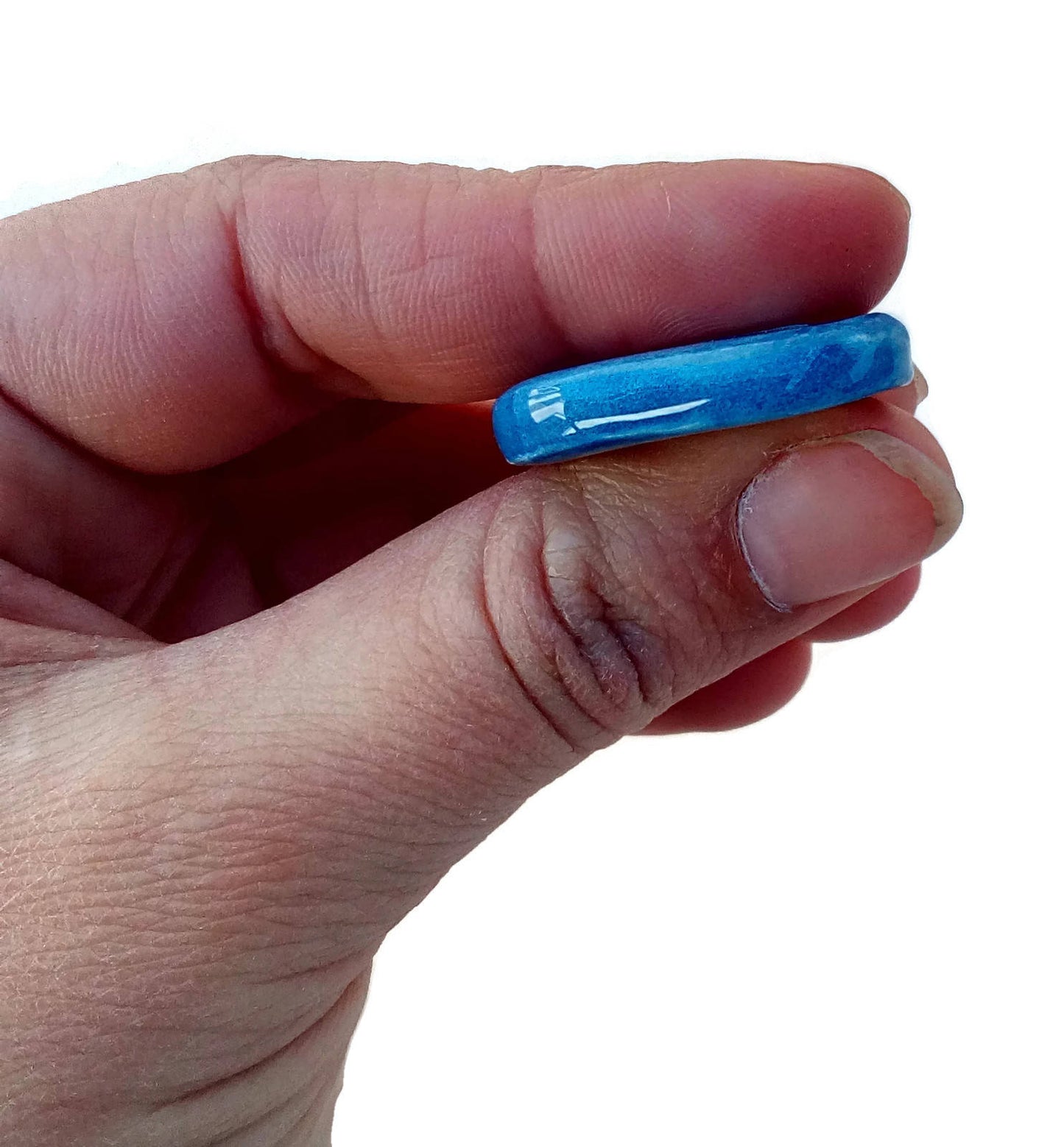 1Pc 30mm Handmade Ceramic Blue Modern Necklace Pendant For Jewelry Making, Oval Shaped Clay Charm For Eclectic Jewelry, Unique Gift For Mom - Ceramica Ana Rafael