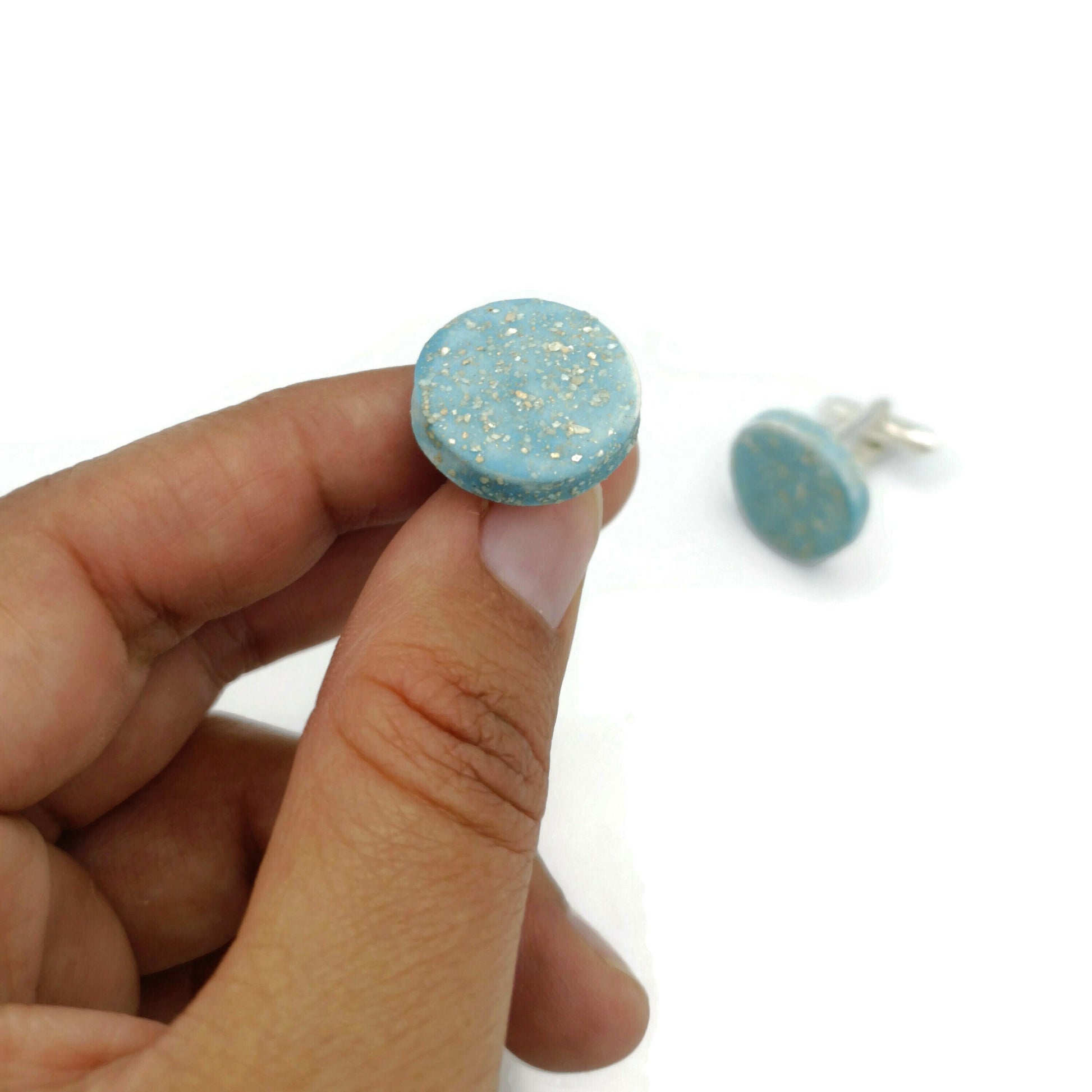 turquoise blue cufflinks for men, valentines day gift for boyfriend, 9th anniversary gift for husband, best gifts for him - Ceramica Ana Rafael