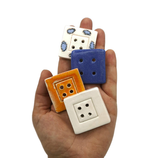 Large Square Buttons, Handmade Ceramic Buttons Set Of 4 Novelty Sewing Buttons - Ceramica Ana Rafael