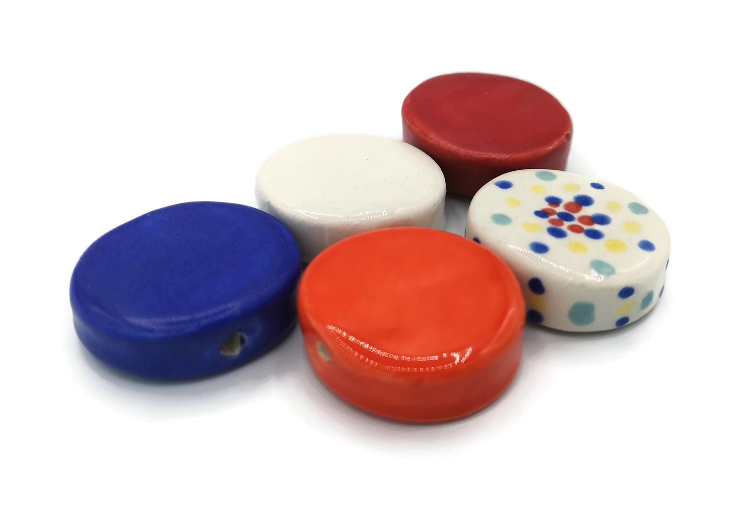 Clay Beads For Jewelry Making, Coin Beads For Crafts, Handmade Ceramic Macrame Beads, Best Selers Round Beads Jumbo, Large Unusual Beads - Ceramica Ana Rafael