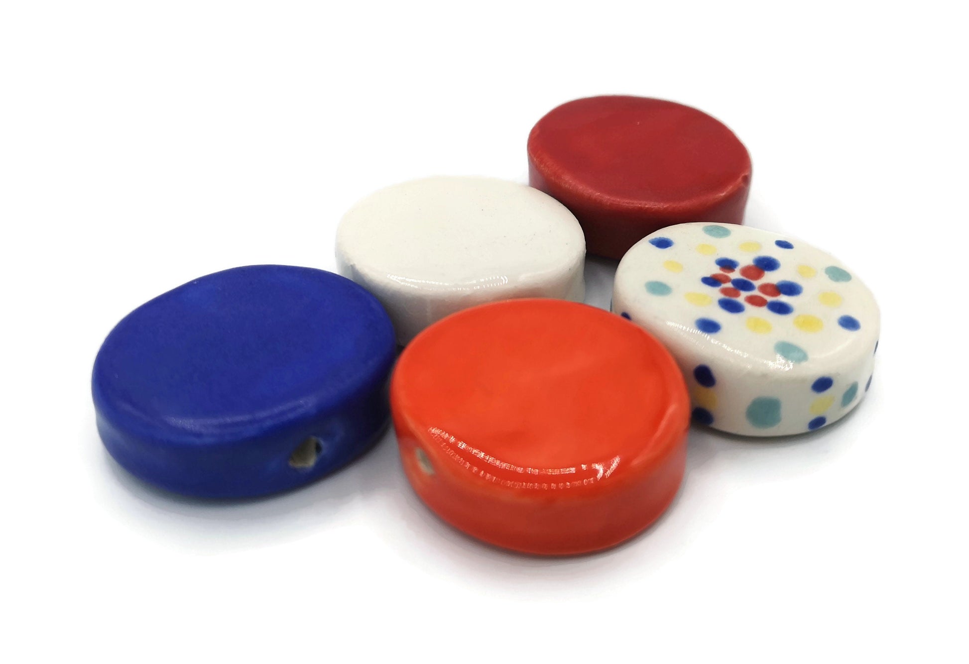 Clay Beads For Jewelry Making, Coin Beads For Crafts, Handmade Ceramic Macrame Beads, Best Selers Round Beads Jumbo, Large Unusual Beads - Ceramica Ana Rafael