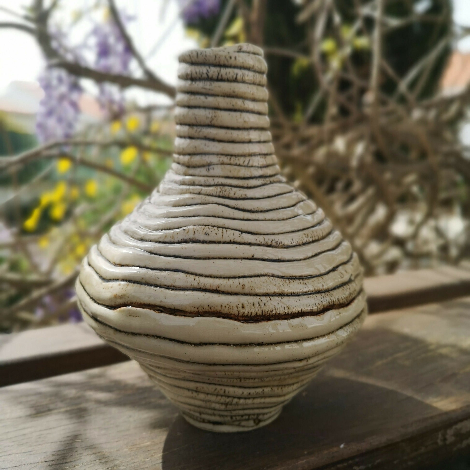 textured ceramic bud vase irregular shape handmade pottery, Unique Flower vase Best Gifts For Him, Boho bud vase large - Ceramica Ana Rafael