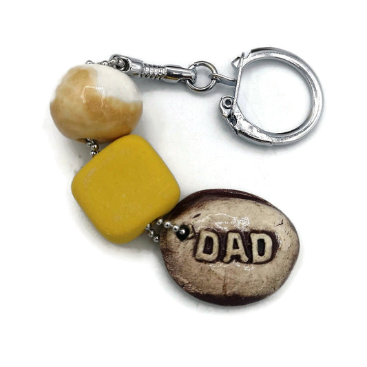 Beaded Keychain, Dad Birthday Gift, Cool Keychain For Men Customizable, Ceramic Clay Charm Keyring Accessories Gift For Daddy - Ceramica Ana Rafael