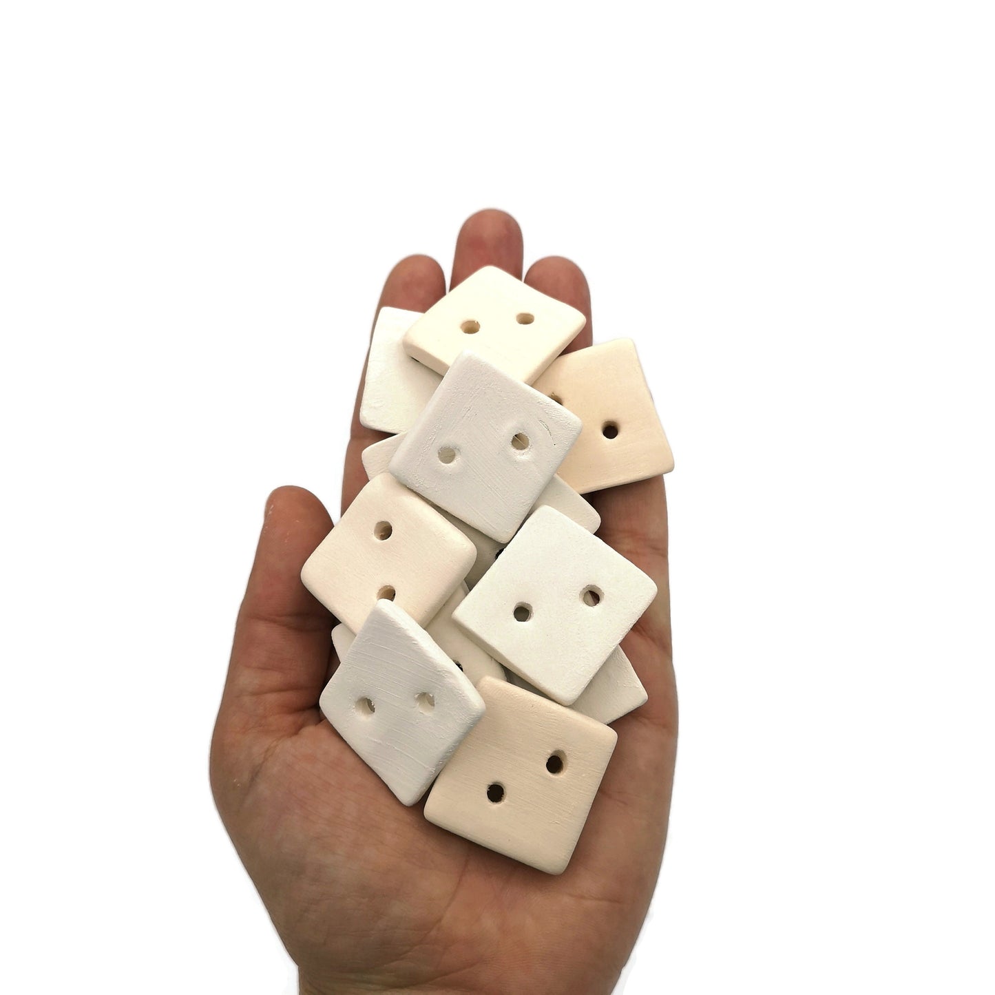 Blank Handmade Ceramic Bisque Sewing Buttons Ready To Paint, Square Unpainted Flat Button For Knitting, Novelty Customizable Buttons - Ceramica Ana Rafael