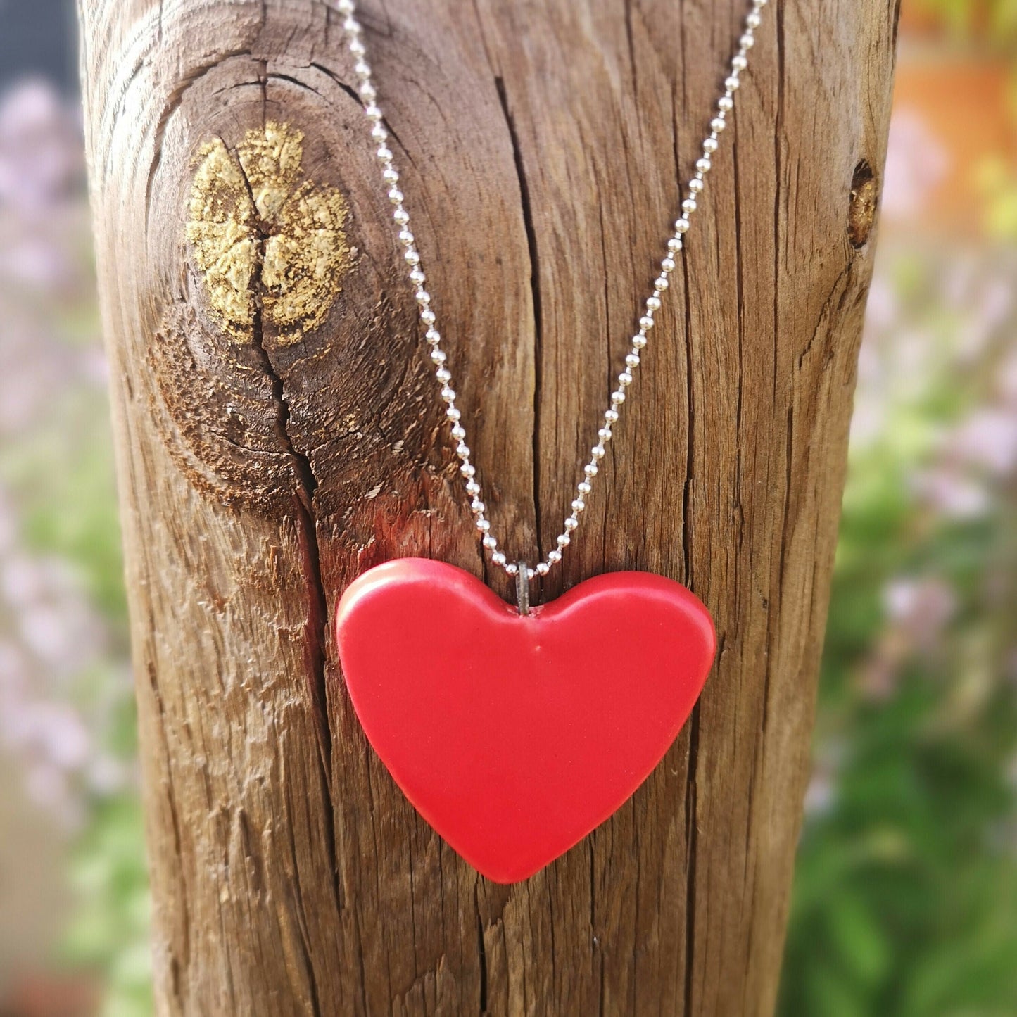 Handmade Ceramic Red Heart Necklace Pendant For Women, Aesthetic Necklace For Mom, Cute Gift For Her, Mothers Day Gift From Daughter - Ceramica Ana Rafael