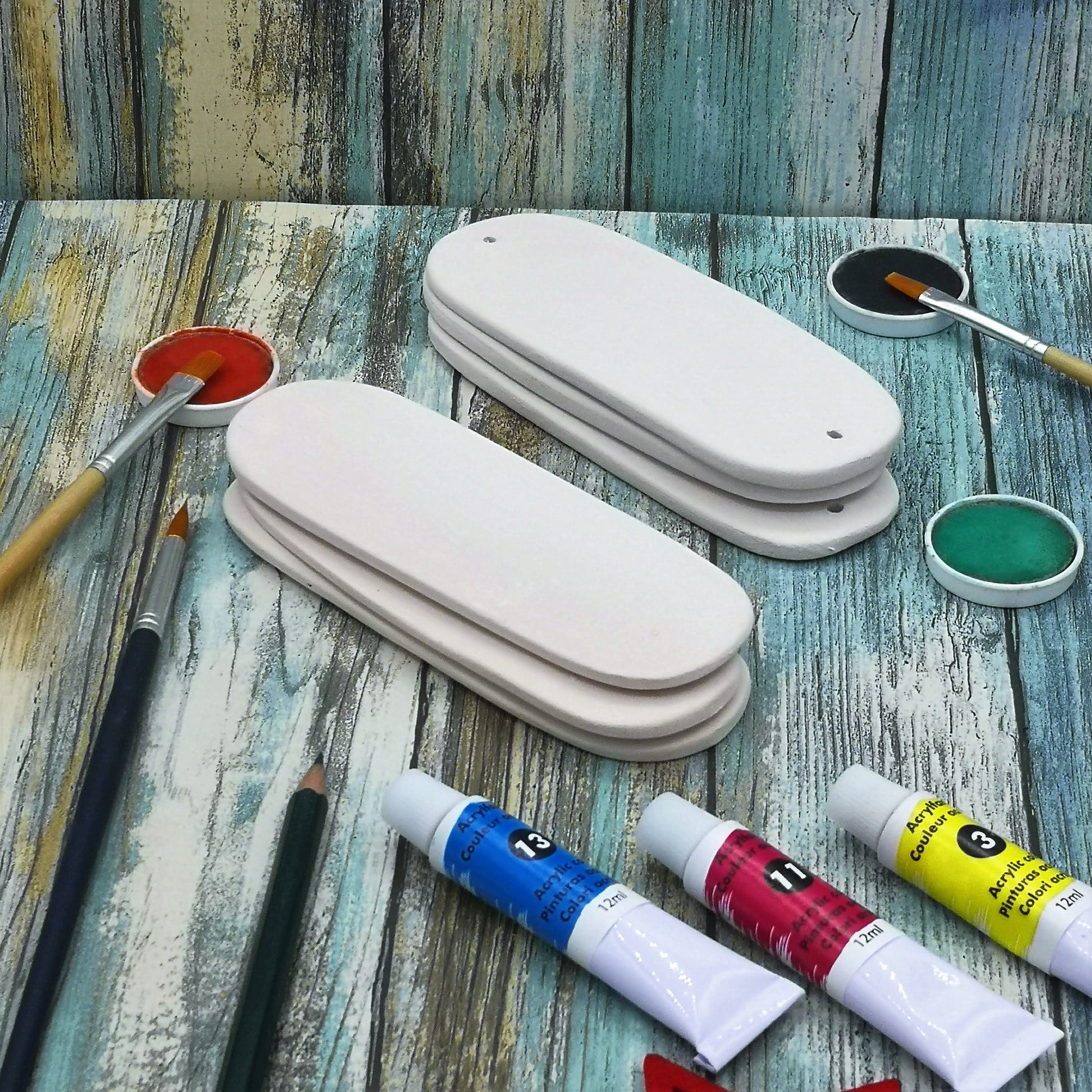 PLAQUE BLANK, SMALL Ceramic Tiles, Set of 3 Ceramic Bisque Ready To Paint Mosaic Pieces, Diy Craft Kits For Adults - Ceramica Ana Rafael