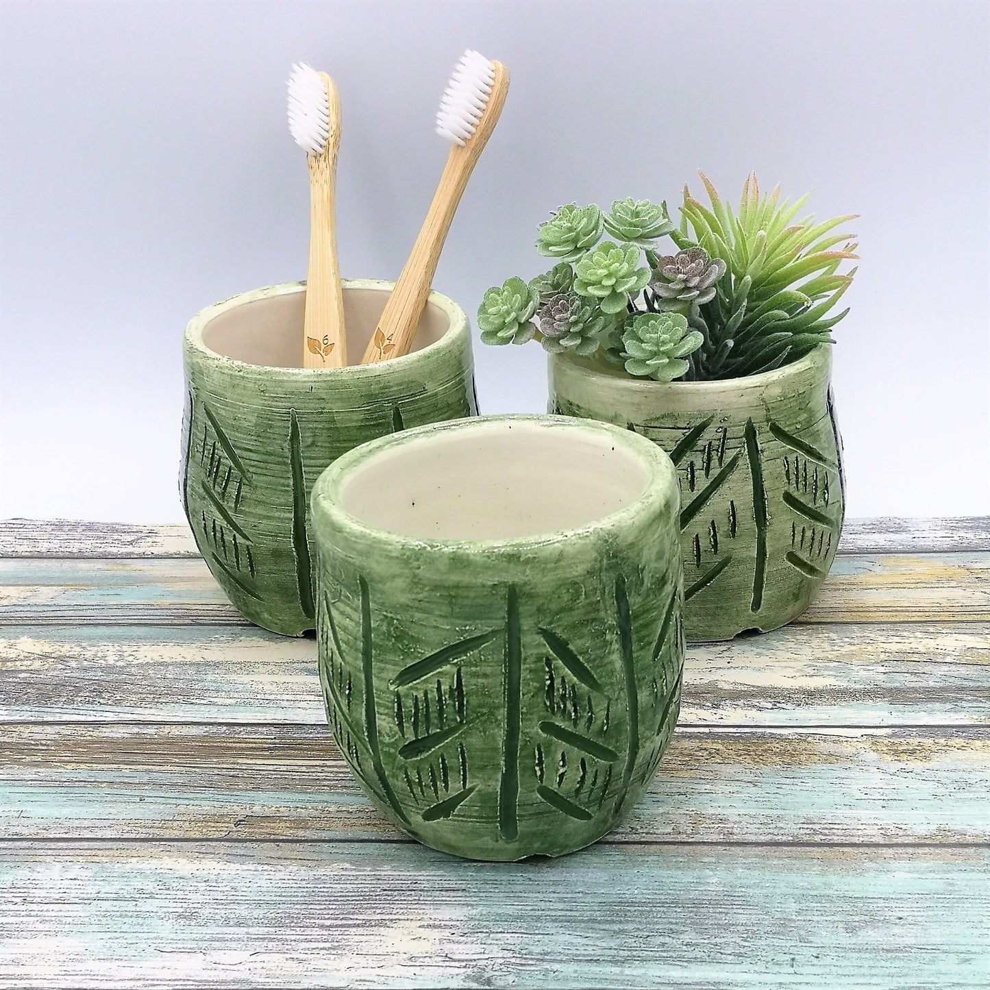 CERAMIC UTENSIL HOLDER For Kitchen Counter, Modern Organizers, Cache Pot Planter Ceramic Vase - Ceramica Ana Rafael