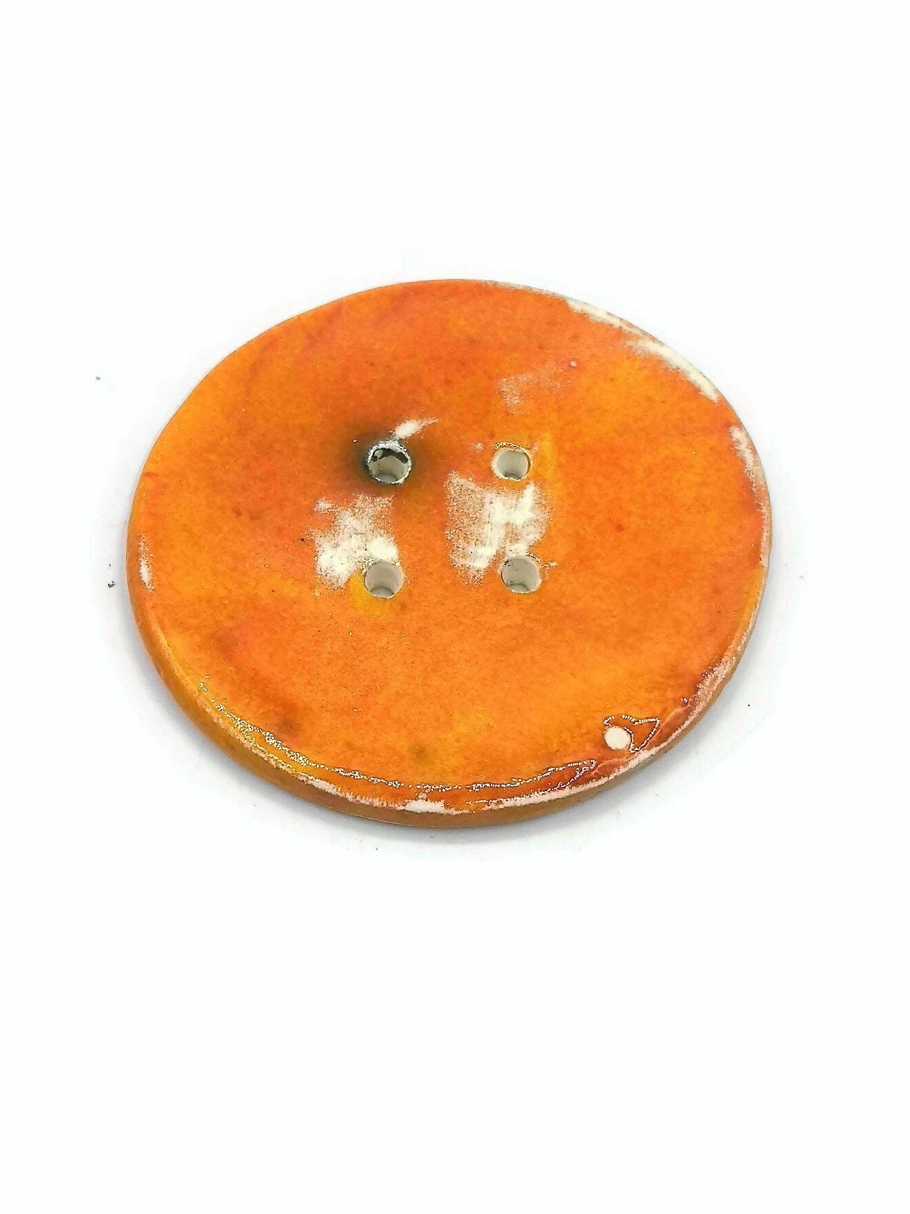 1Pc 65 mm Giant Sewing Buttons, Decorative Novelty Extra Large Buttons for Crafts, Handmade Ceramic Coat Button, Jumbo Orange Button - Ceramica Ana Rafael