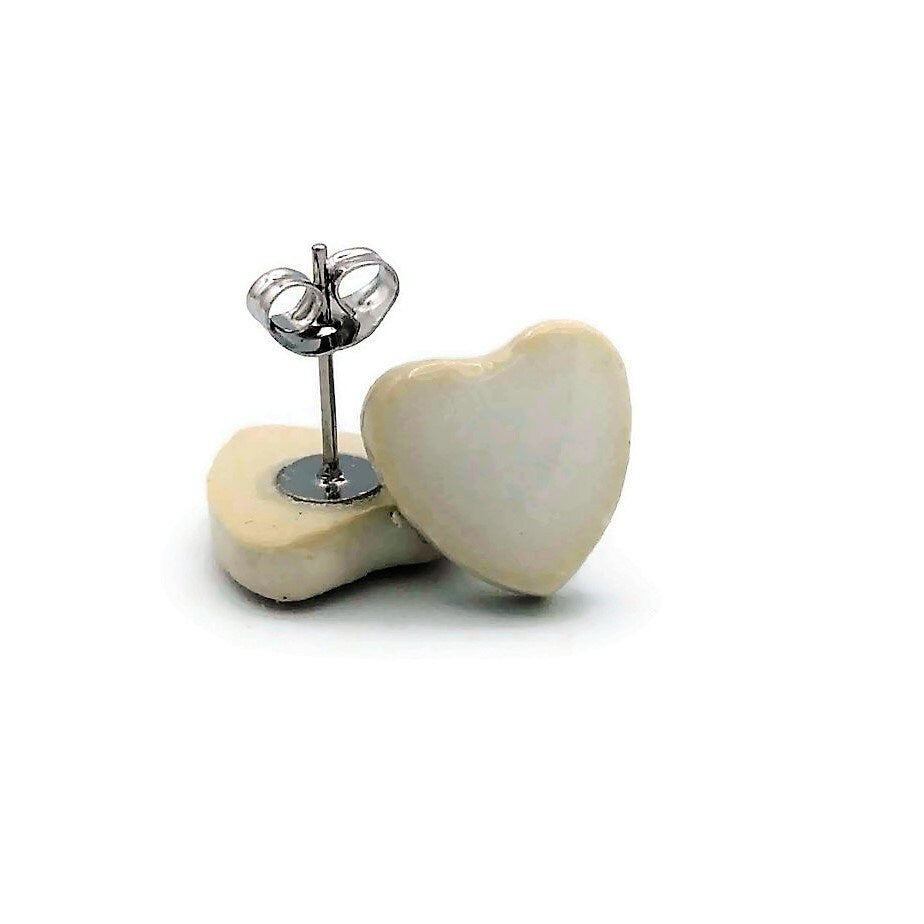 Heart Stud Earrings For Women, Minimalist Novelty Small Stud Earrings Dainty, Best Gifts For Her, Unique Valentines Day Gift For Girlfriend - Ceramica Ana Rafael