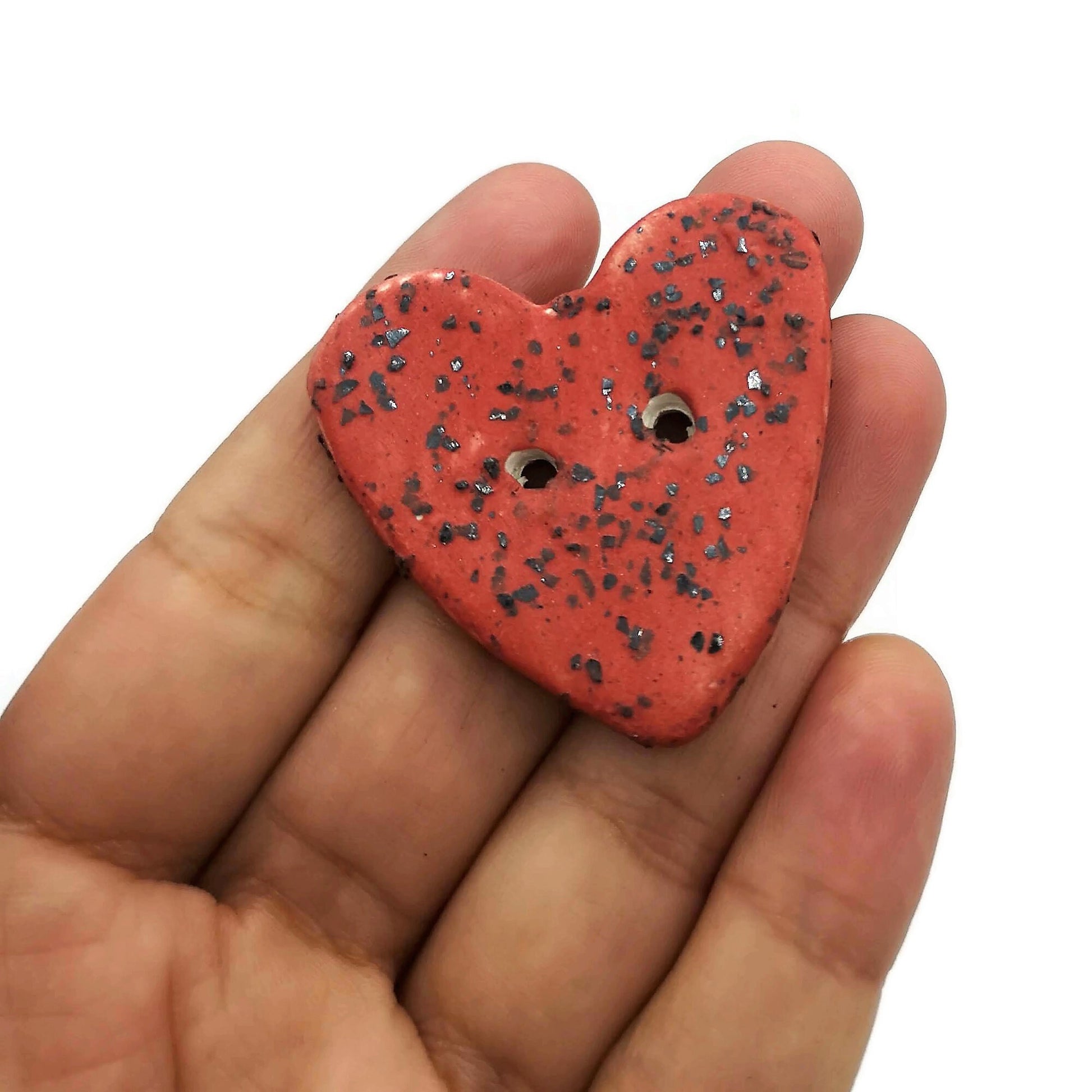 HEART BUTTON, NOVELTY Theme Buttons For Crafts, Unique Valentines Day Decor, Cute Handmade Ceramic Heart Shaped Buttons - Ceramica Ana Rafael