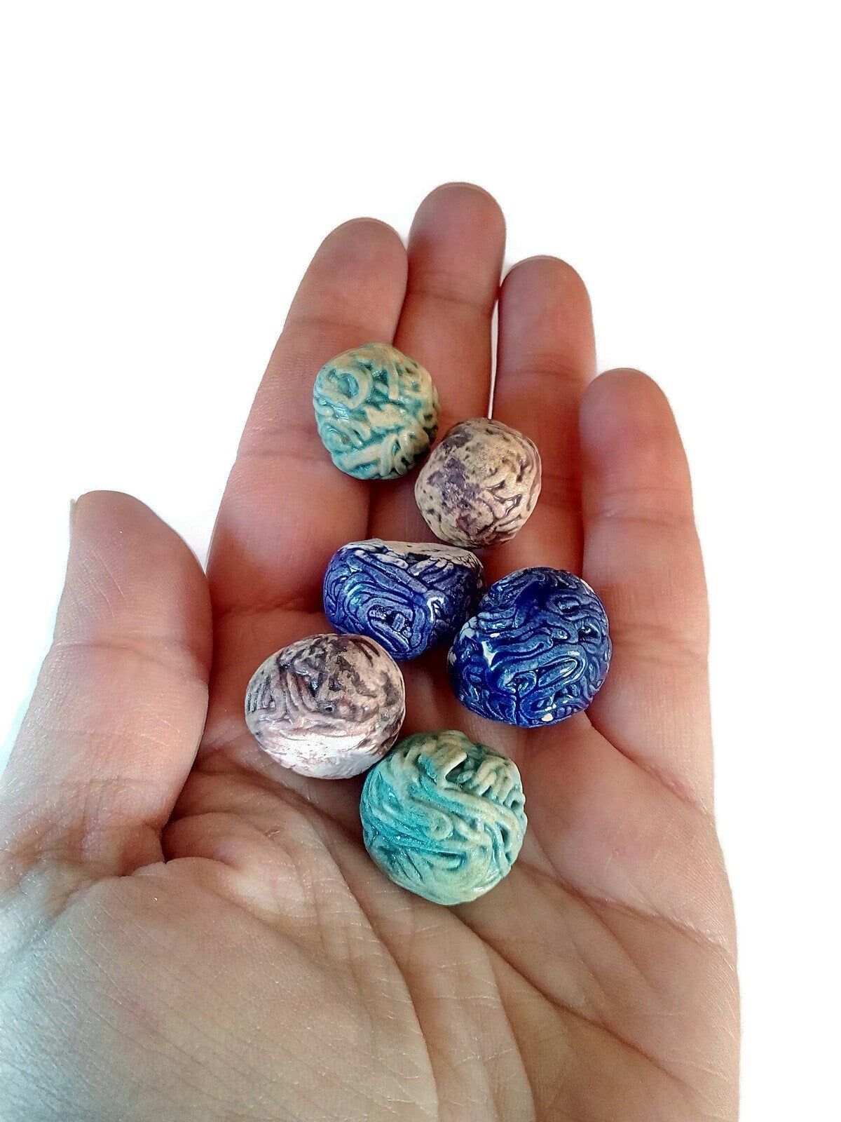 FLATBACK CABOCHON, CERAMIC Jewelry, Cute Cabochons, Set of 6 Assorted Cabochons, No Hole Beads For Decorating, Unique Gift For Mom - Ceramica Ana Rafael