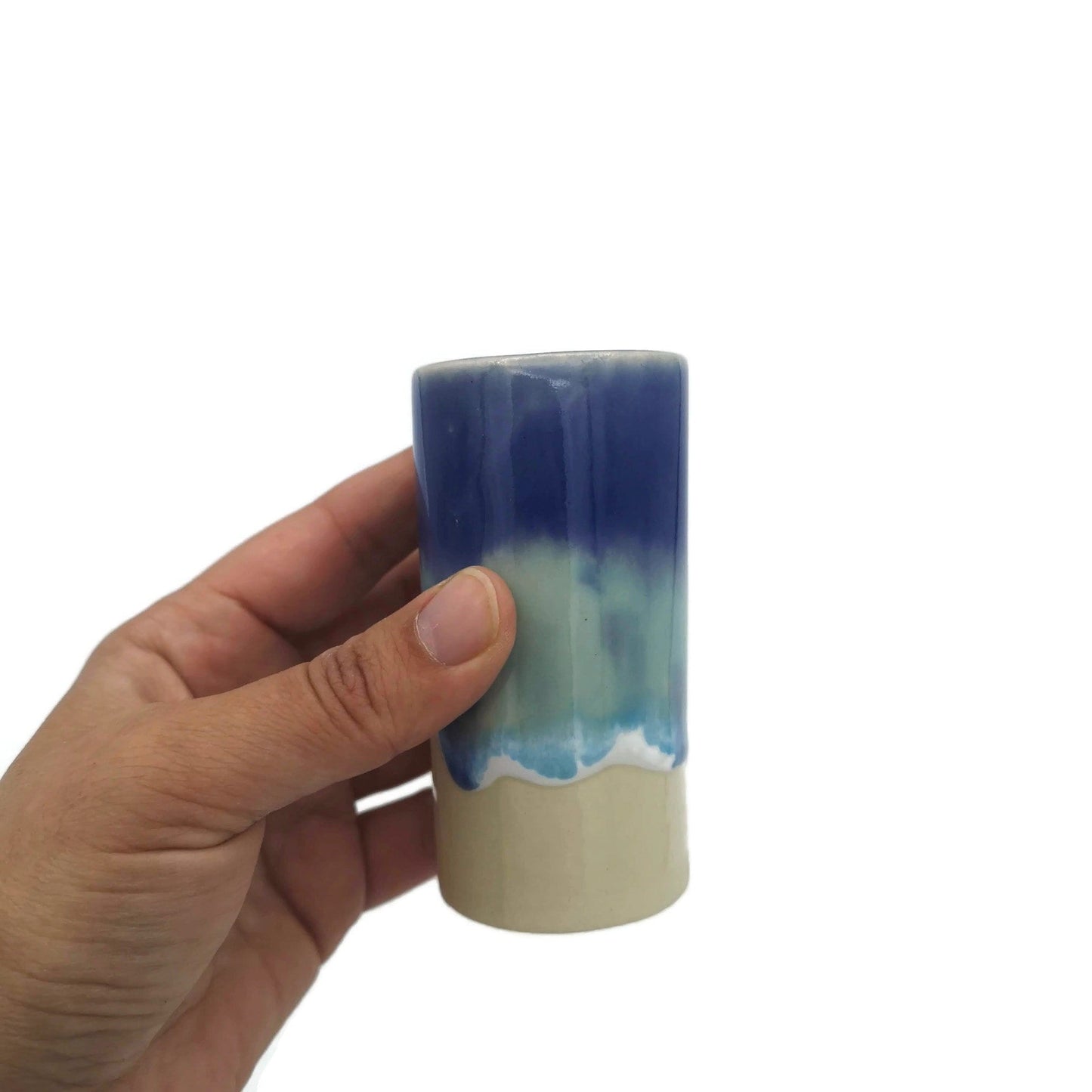 Ceramic Macrame Beads, Oversized Large Hole Tube Beads, Handmade Jumbo Beads, Big Beads Unique Sea Waves Inspired - Ceramica Ana Rafael