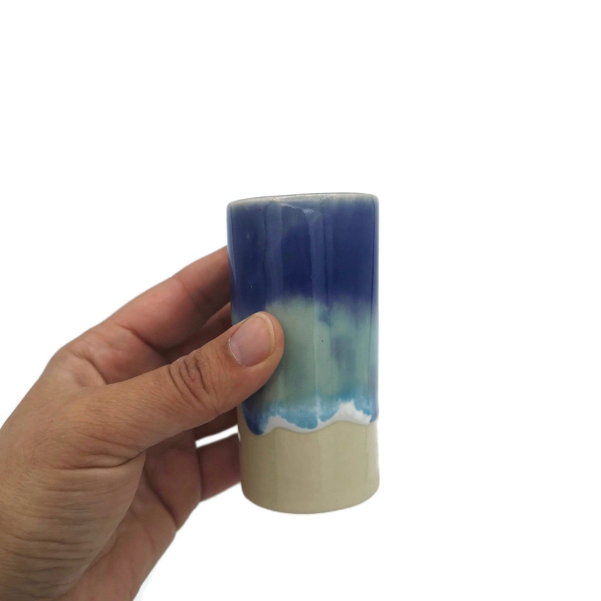 Ceramic Macrame Beads, Oversized Large Hole Tube Beads, Handmade Jumbo Beads, Big Beads Unique Sea Waves Inspired - Ceramica Ana Rafael