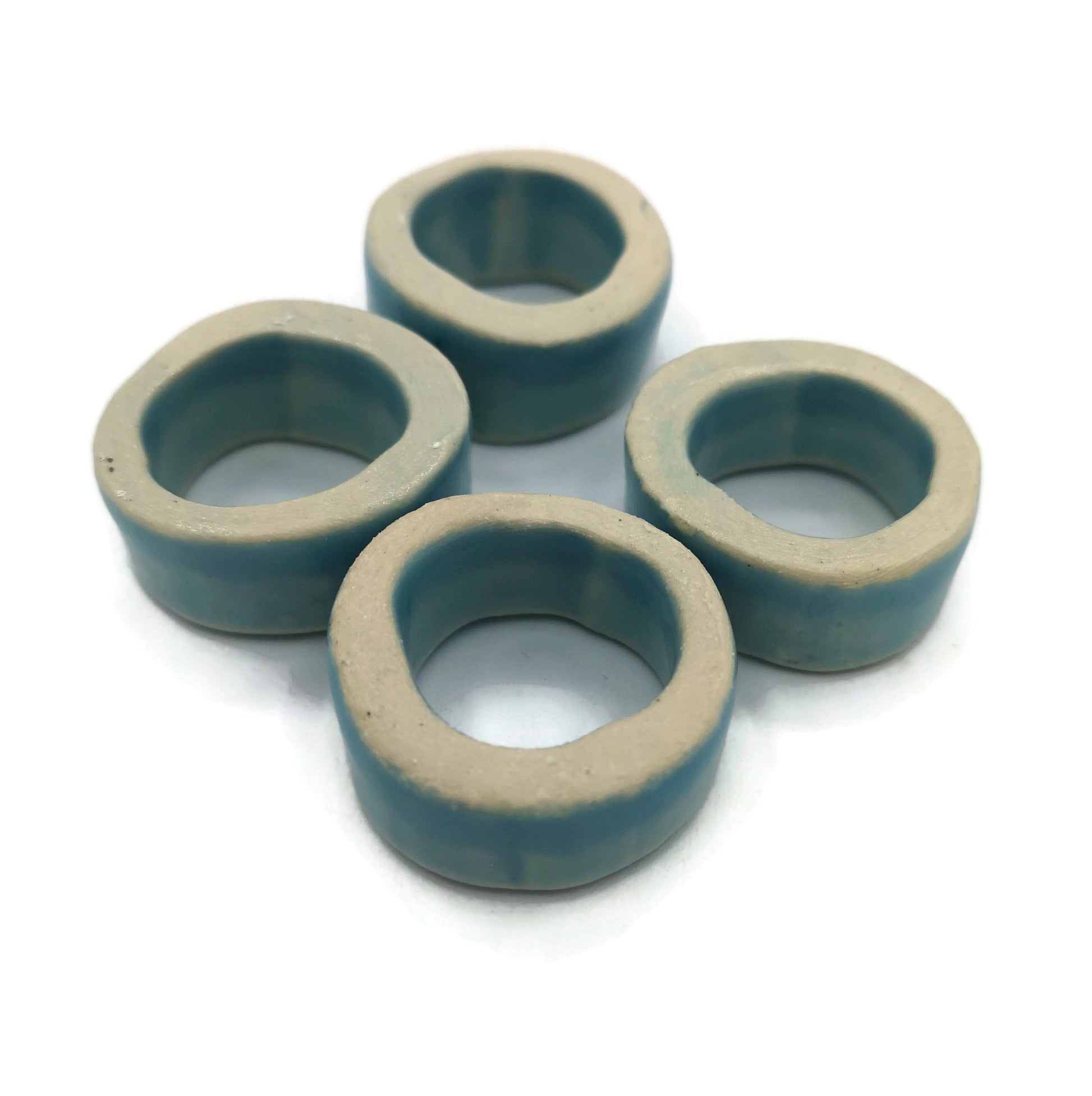 Set of 4 handmade ceramic napkin rings, Host Gift, housewarming gifts for men, hostess gift ideas, Thanksgiving Napkin Holders - Ceramica Ana Rafael