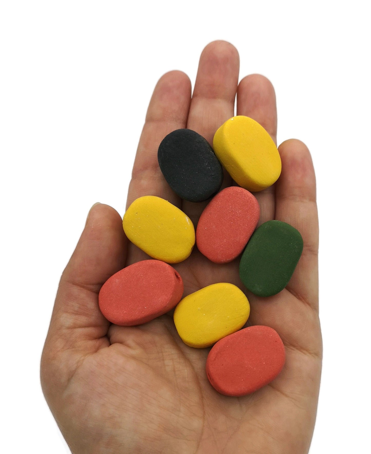 8Pc 20mm Handmade Ceramic Extra Large Oval Beads For Jewelry Making, Assorted Colorful Macrame Beads Large Hole 2 mm, Unique Clay Beads - Ceramica Ana Rafael
