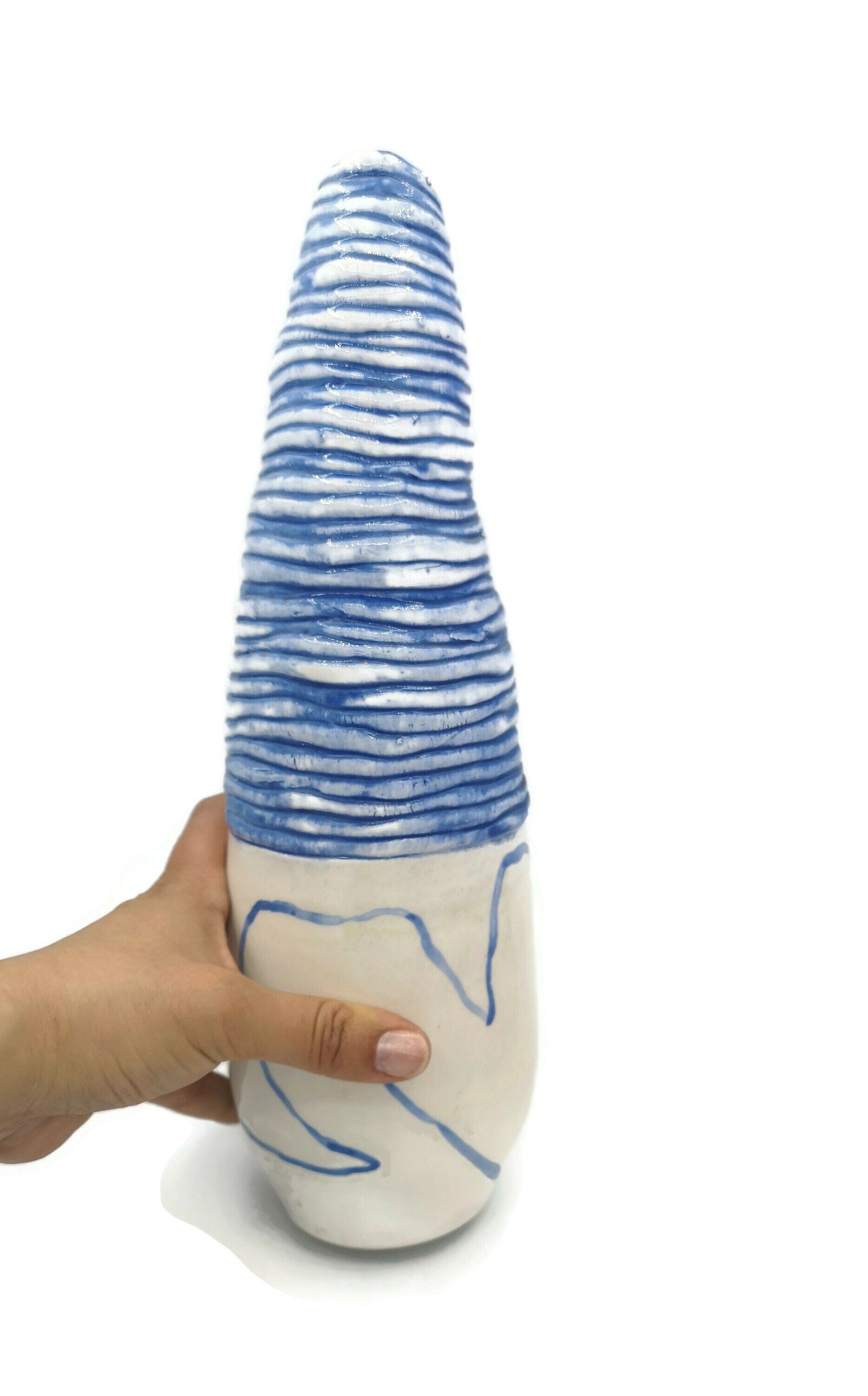 Tall Vase, Large Ceramic Sculptural Vase, 9 Years Wedding Anniversary Gift For Wife, Mom Birthday Gift From Daughter - Ceramica Ana Rafael