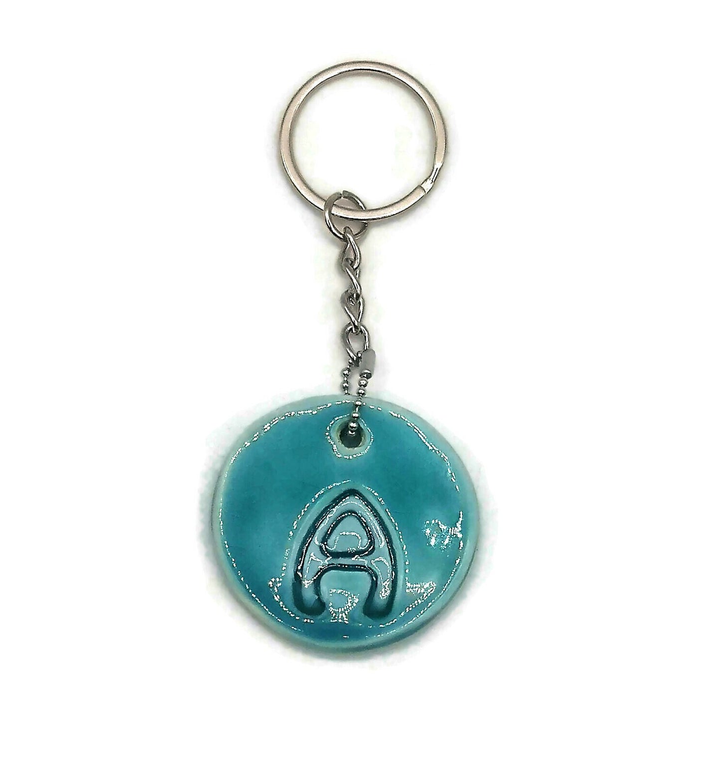 Blue Initial Keychain For Women, Letter Keychain Charm, Personalized Gifts For Her, Custom Handmade Ceramic Aesthetic keychain For Mom - Ceramica Ana Rafael