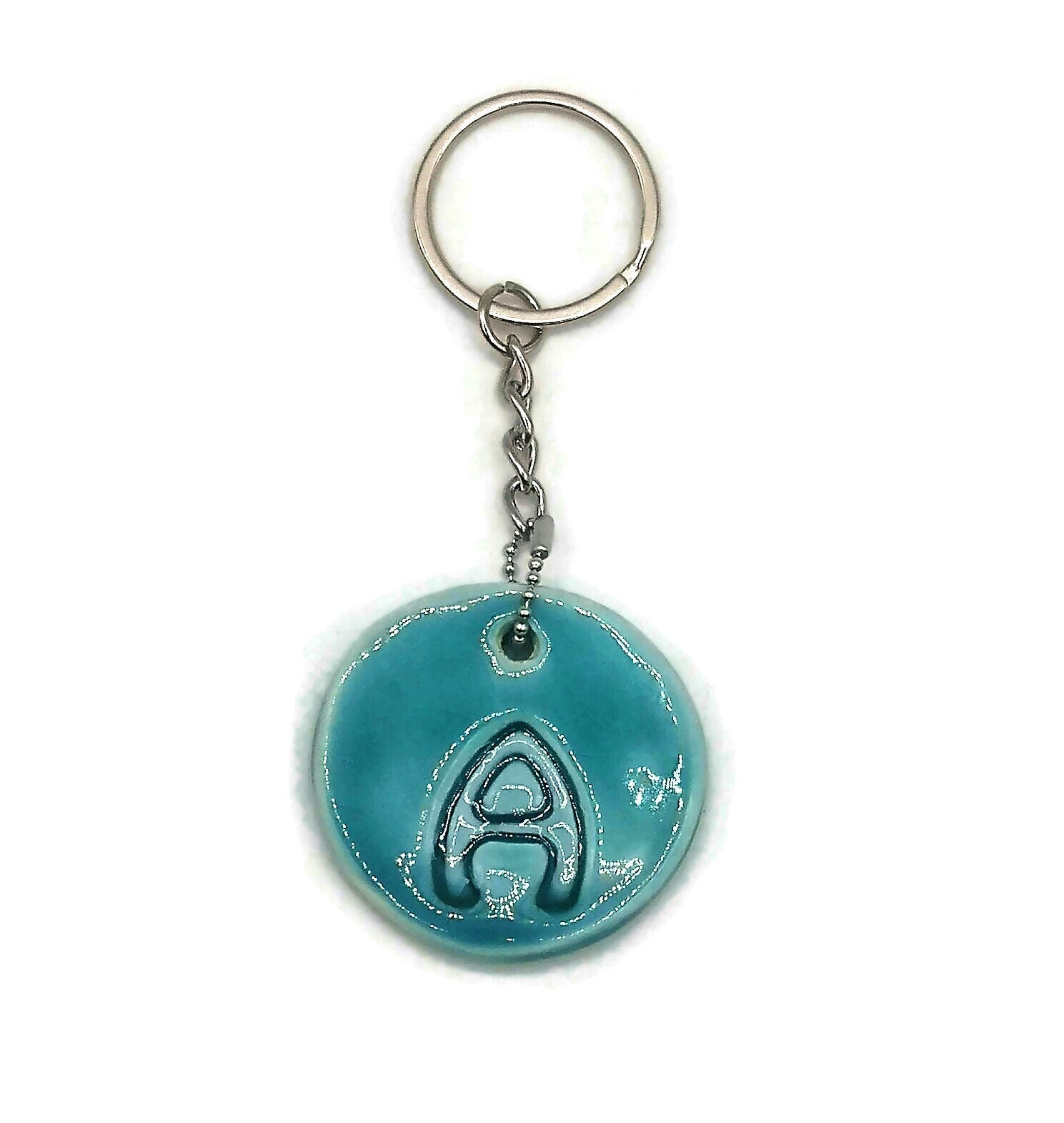 Blue Initial Keychain For Women, Letter Keychain Charm, Personalized Gifts For Her, Custom Handmade Ceramic Aesthetic keychain For Mom - Ceramica Ana Rafael