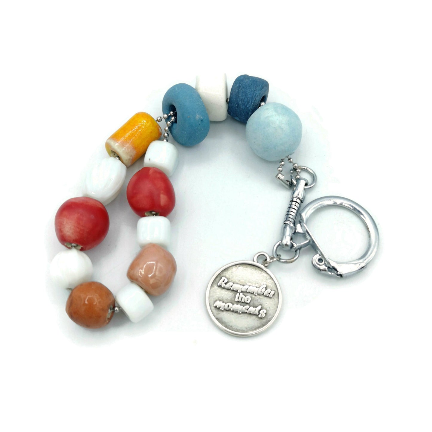 inspirational quote boho keychain accessories aesthetic, clay keychains cute, best friend gift for women - Ceramica Ana Rafael