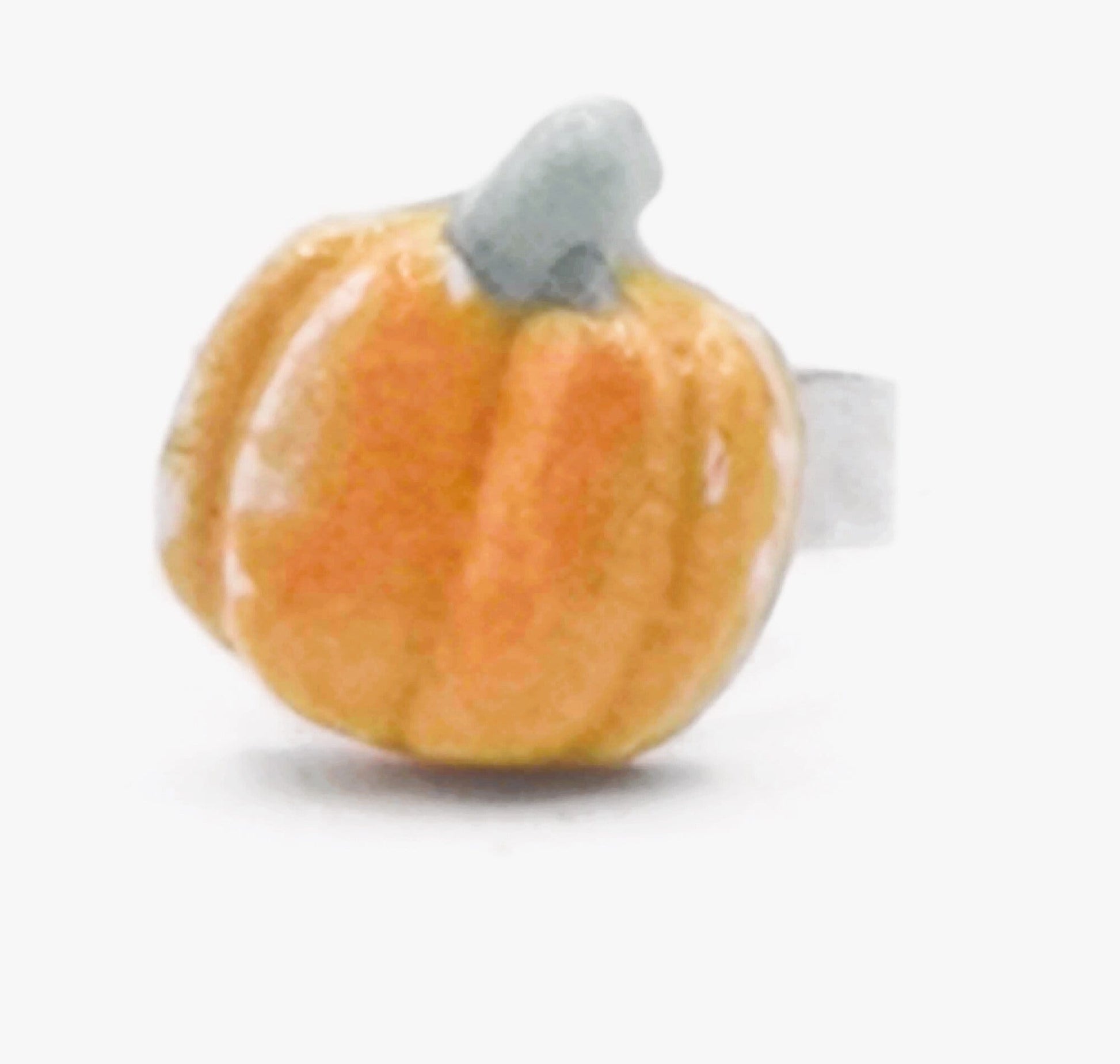 Handmade Ceramic Orange Pumpkin Statement Ring For Women, Stainless Steel Adjustable Ring For Halloween, Porcelain Fall Gifts For Her - Ceramica Ana Rafael