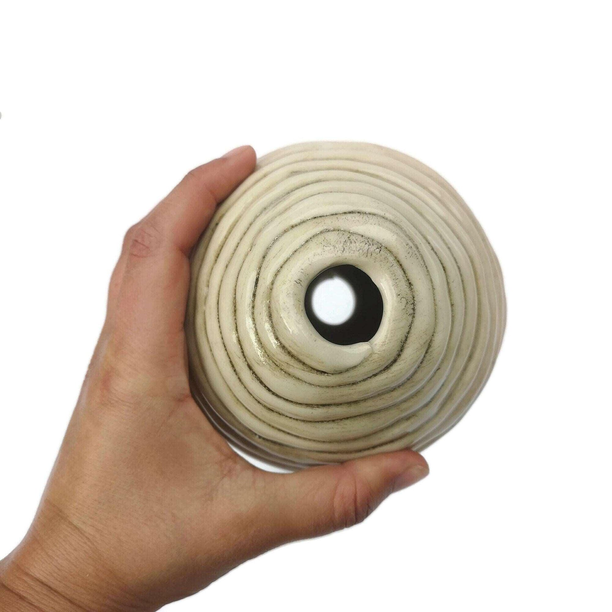 1Pc Handmade Ceramic Beads, Giant Macrame Beads 12cm/4.7in Diameter, Textured Round Ball Ornaments Large Hole Beads, Clay Beads