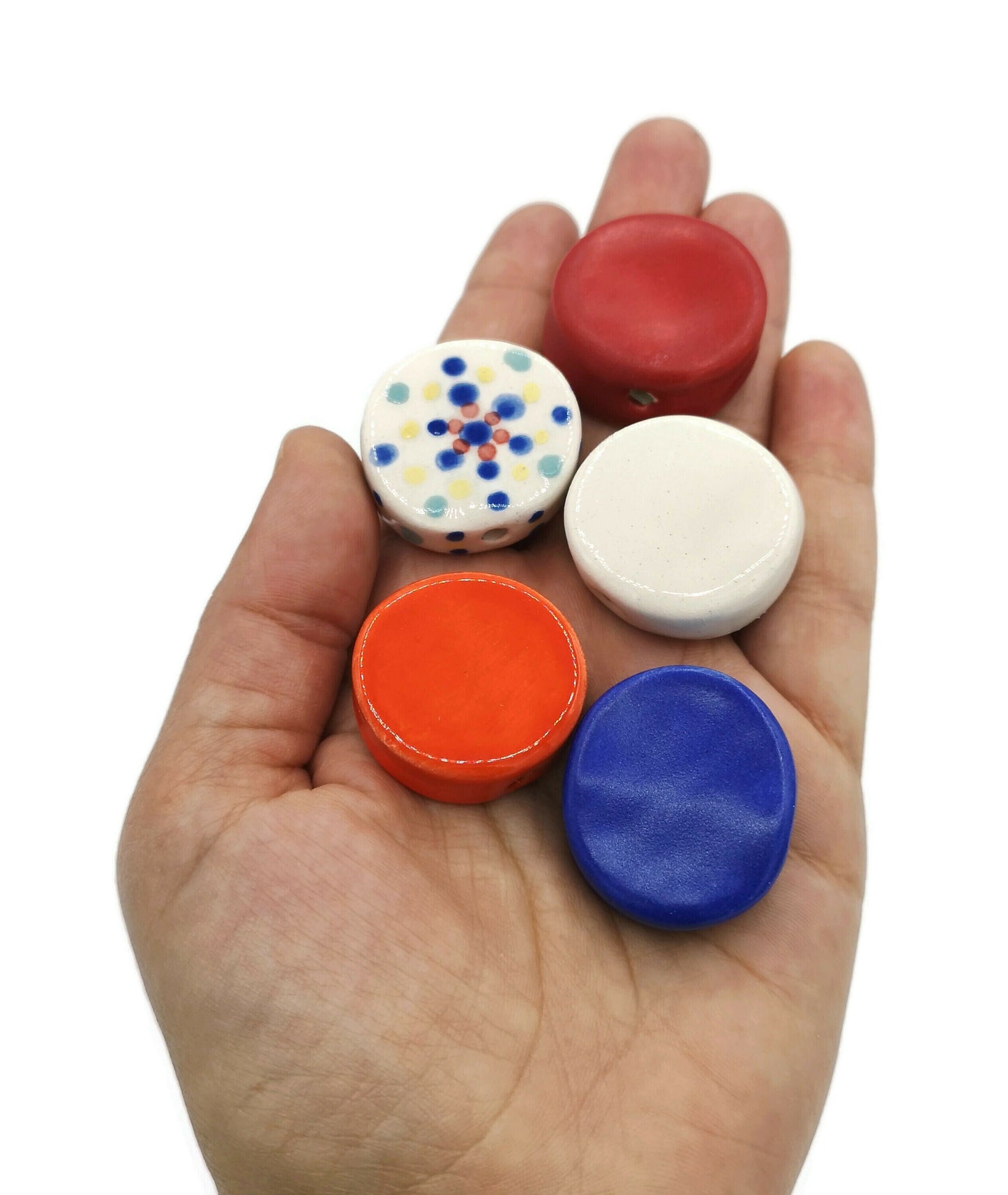 Clay Beads For Jewelry Making, Coin Beads For Crafts, Handmade Ceramic Macrame Beads, Best Selers Round Beads Jumbo, Large Unusual Beads - Ceramica Ana Rafael