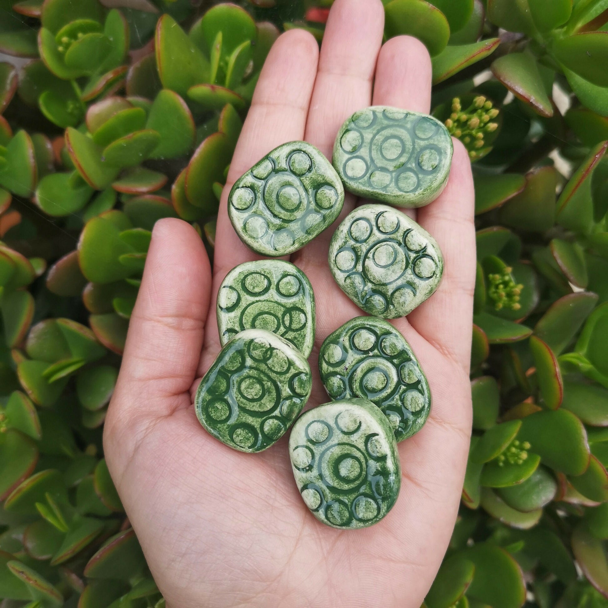 Handmade Ceramic Beads For Jewelry Making, 7Pcs Jumbo Beads, Unique Beads, Unusual Porcelain Beads, Decorative Beads Oval Shape, Clay Beads - Ceramica Ana Rafael