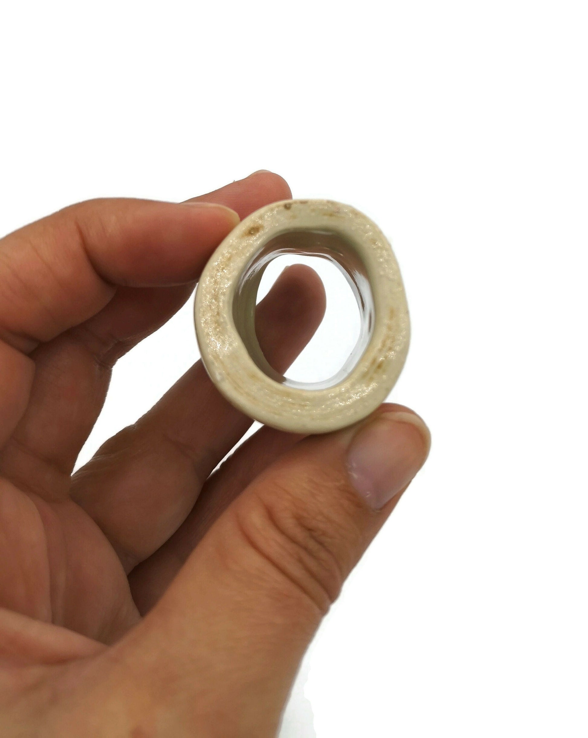 Beige Handmade Ceramic Napkin Holder Message, I Love You Boho Napkin Rings, Women Housewarming Gift First Home Boyfriend Gift, Best Sellers - Ceramica Ana Rafael