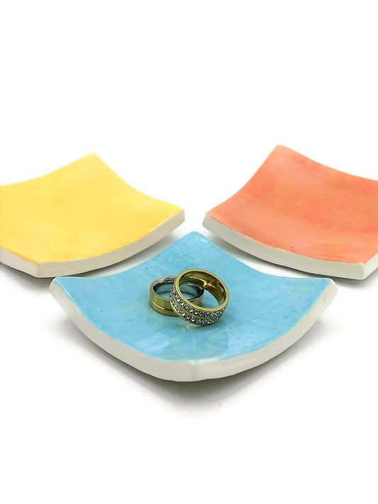 Handmade Ceramic Bowls Square Pottery Teabag Holder For Home Decor, Clay Spoon Holder for Kitchen, Ring Or Candle Holder Gift For Her - Ceramica Ana Rafael