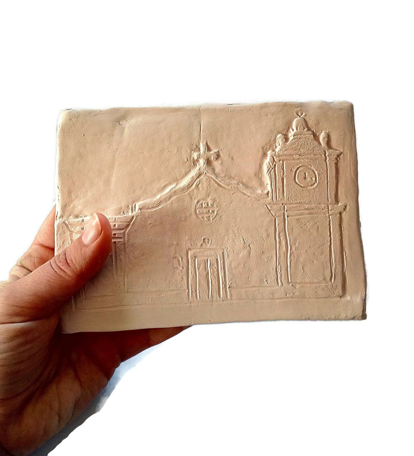 BLANK CERAMIC TILES, Portuguese Church high relief Tile, Decorative Art Tiles U Paint, Unpainted Ceramic Bisque Ready To Paint - Ceramica Ana Rafael