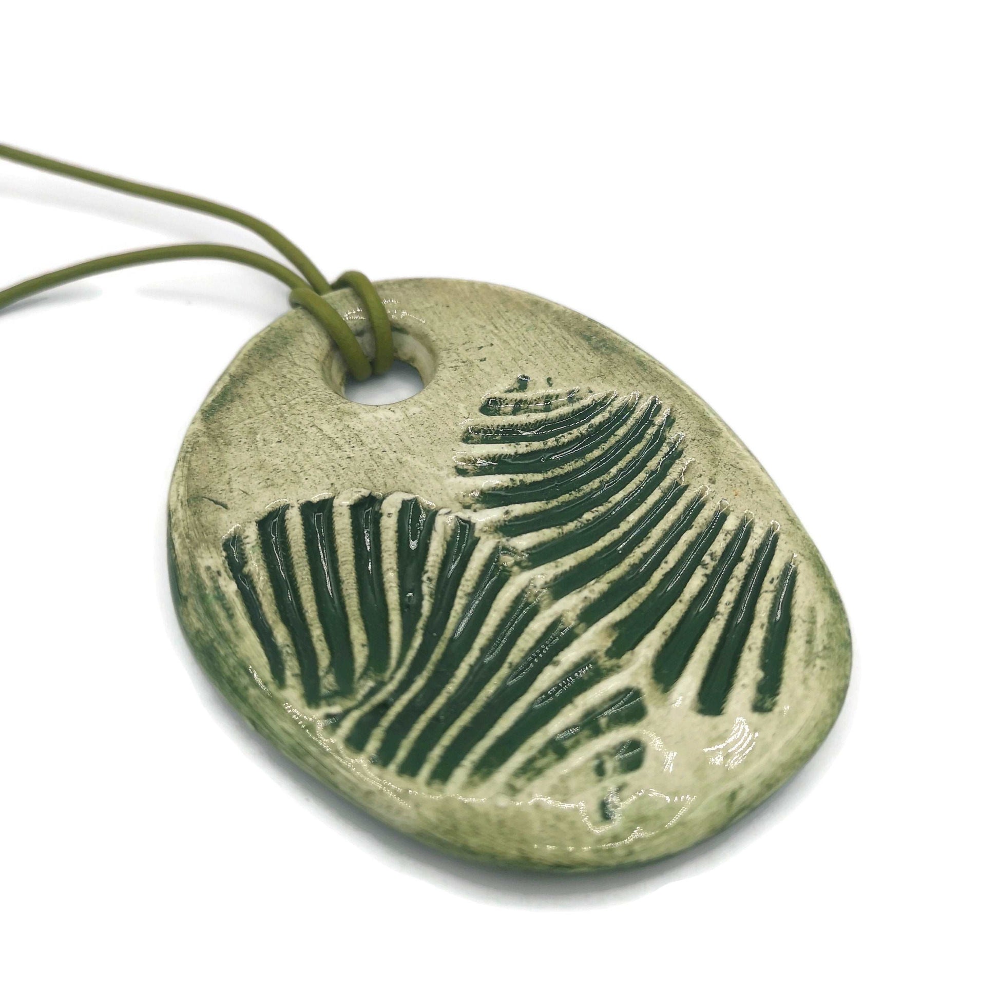 1Pc 80mm Extra Large Green Necklace Pendant For Statement Jewelry Making, Rustic Handmade Ceramic Chunky Clay Charms For Women