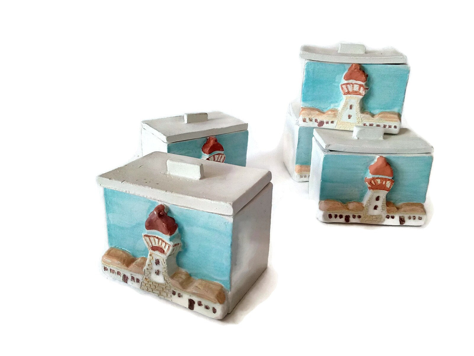 Handmade Ceramic Jewelry Box With Lid, Lighthouse Gift For Dad, Unique Small Trinket Box - Ceramica Ana Rafael